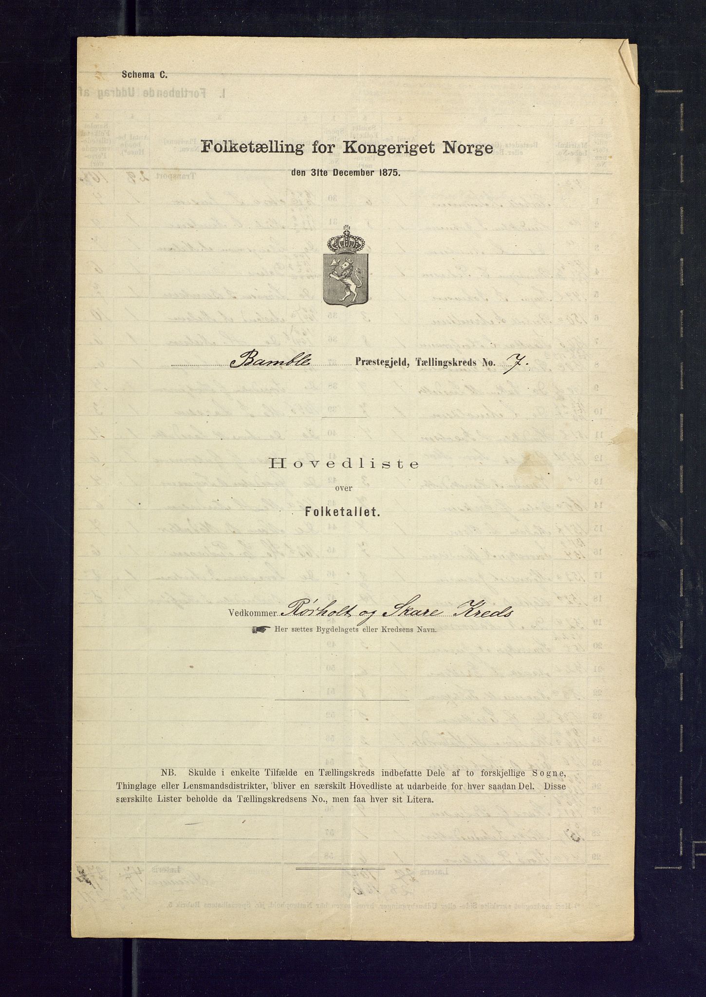 SAKO, Folketelling 1875 for 0814L Bamble prestegjeld, Bamble sokn, 1875, s. 26
