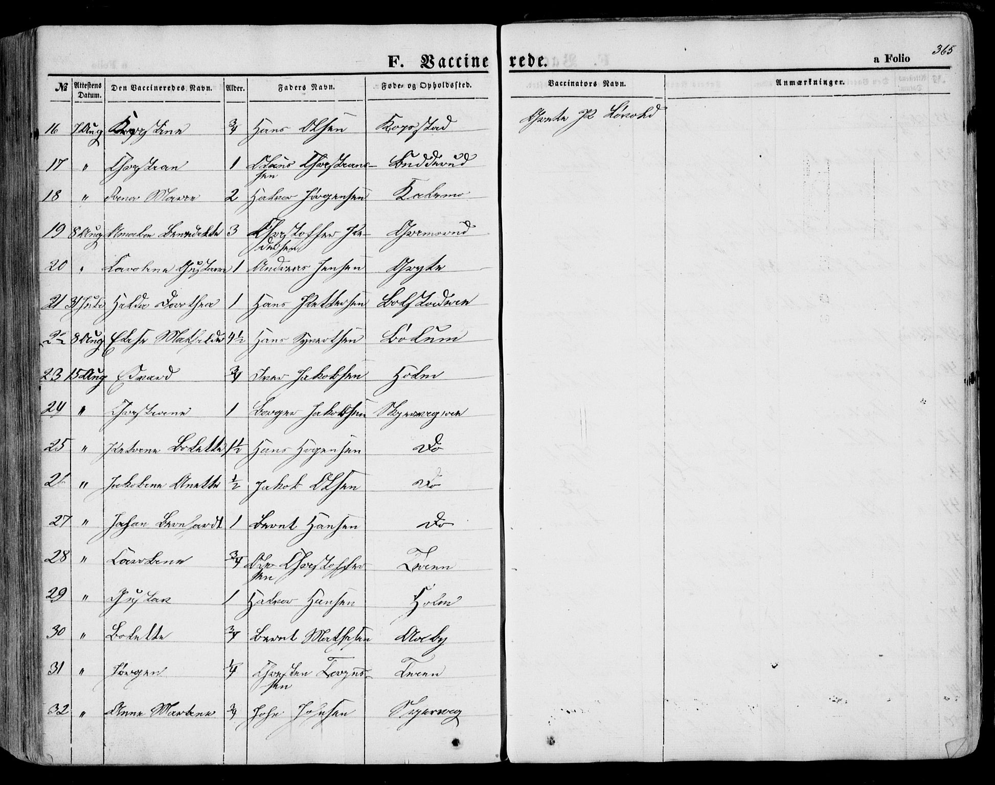 Sande Kirkebøker, AV/SAKO-A-53/F/Fa/L0004: Ministerialbok nr. 4, 1847-1864, s. 365