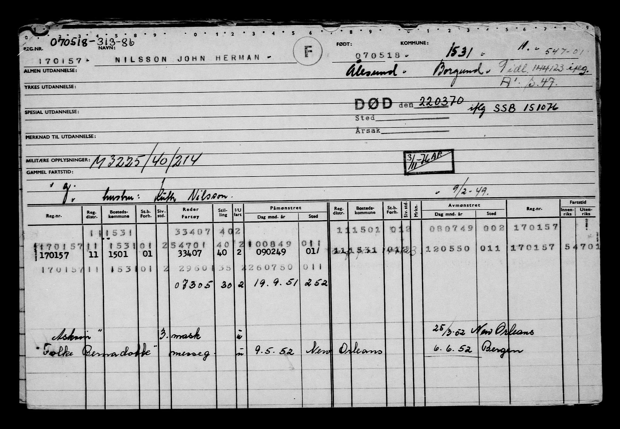 Direktoratet for sjømenn, AV/RA-S-3545/G/Gb/L0158: Hovedkort, 1918, s. 134