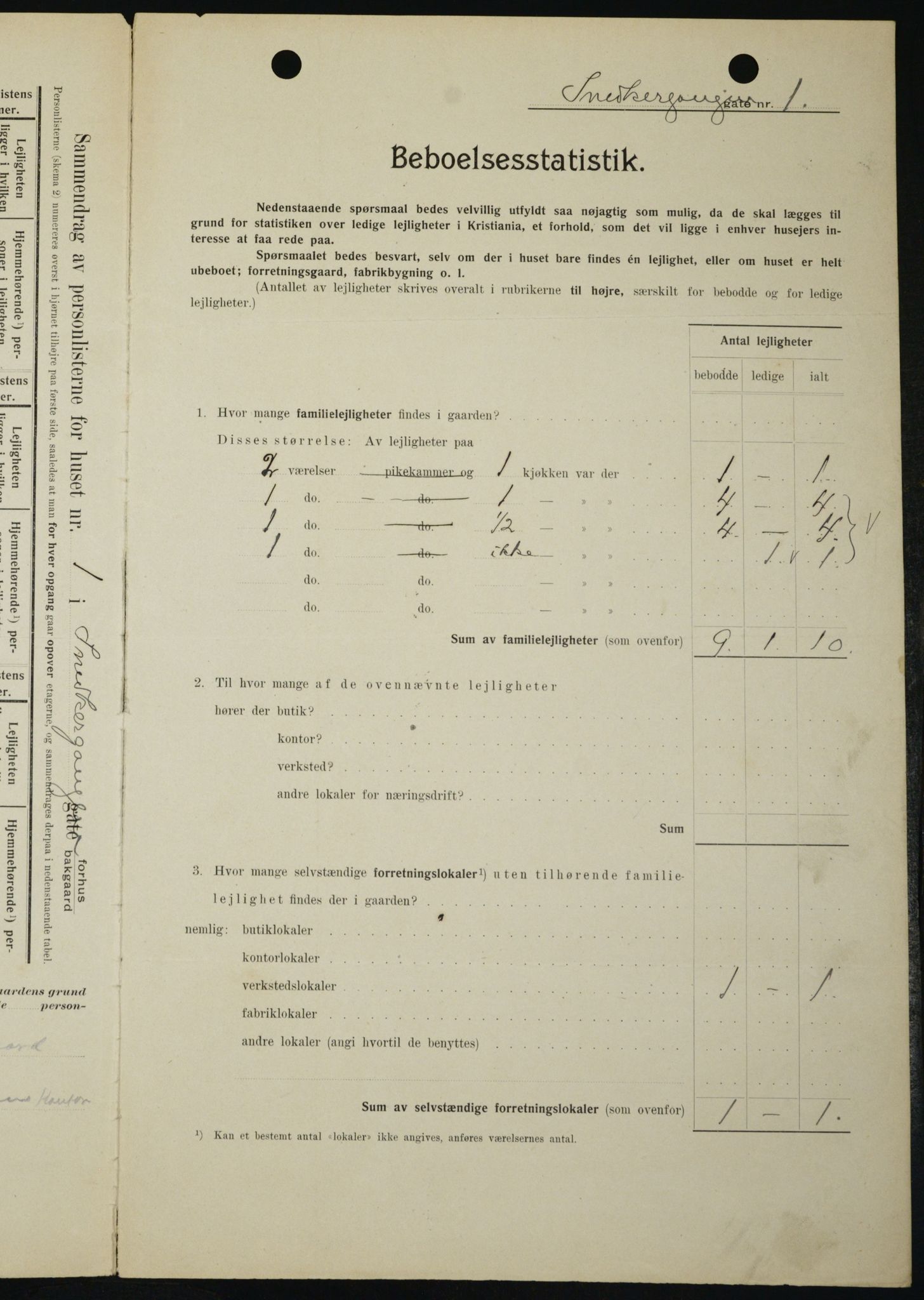 OBA, Kommunal folketelling 1.2.1909 for Kristiania kjøpstad, 1909, s. 88786