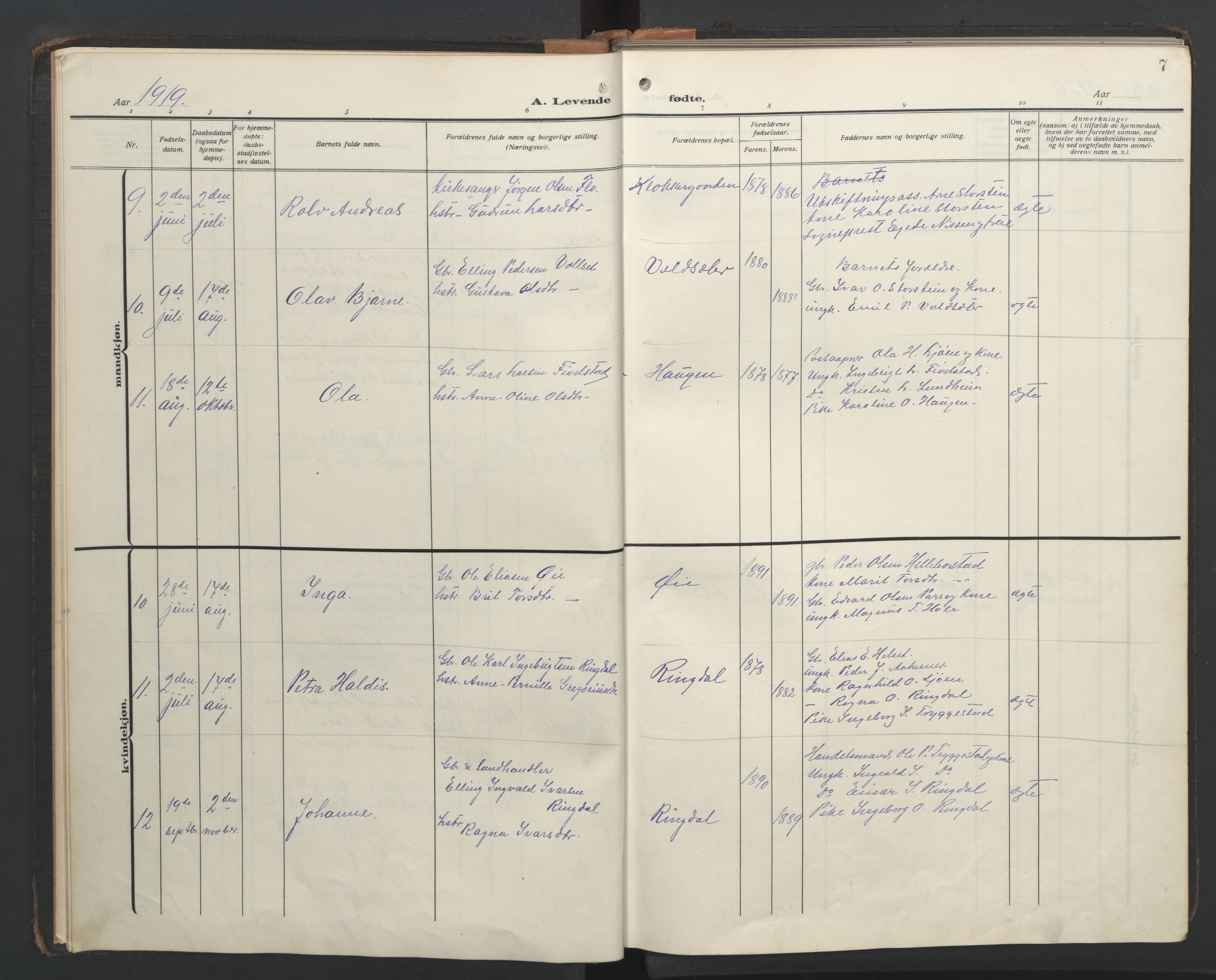 Ministerialprotokoller, klokkerbøker og fødselsregistre - Møre og Romsdal, SAT/A-1454/517/L0232: Klokkerbok nr. 517C05, 1910-1946, s. 7