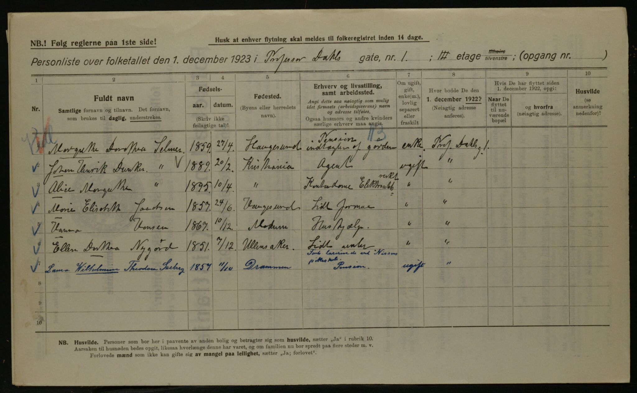 OBA, Kommunal folketelling 1.12.1923 for Kristiania, 1923, s. 90094