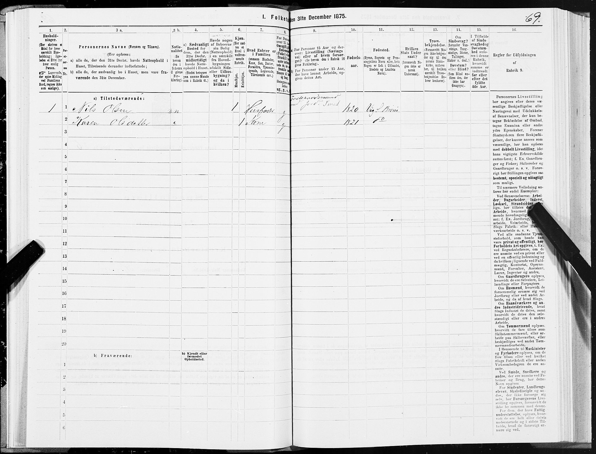 SAT, Folketelling 1875 for 1814P Brønnøy prestegjeld, 1875, s. 1069