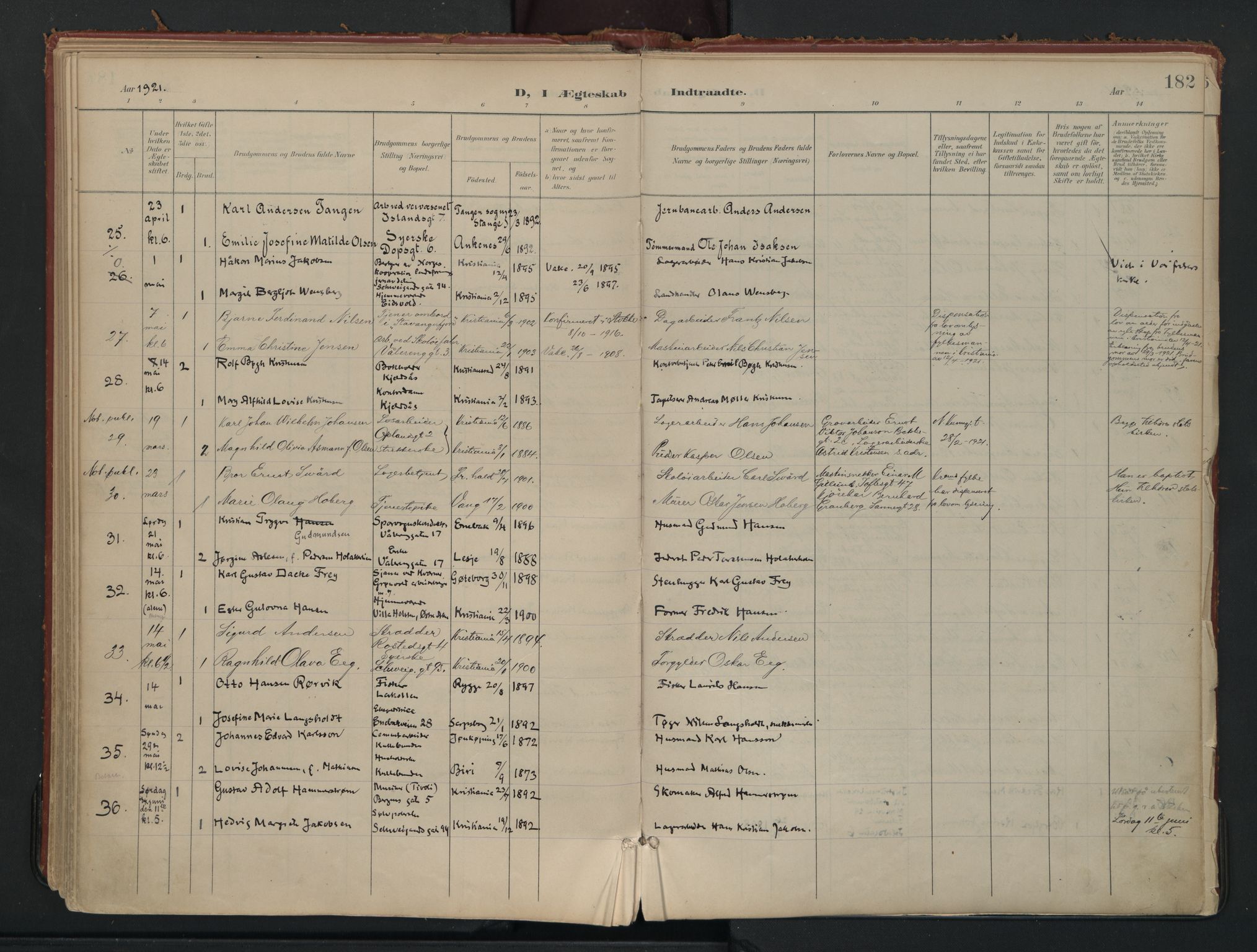 Vålerengen prestekontor Kirkebøker, AV/SAO-A-10878/F/Fa/L0002: Ministerialbok nr. 2, 1899-1924, s. 182