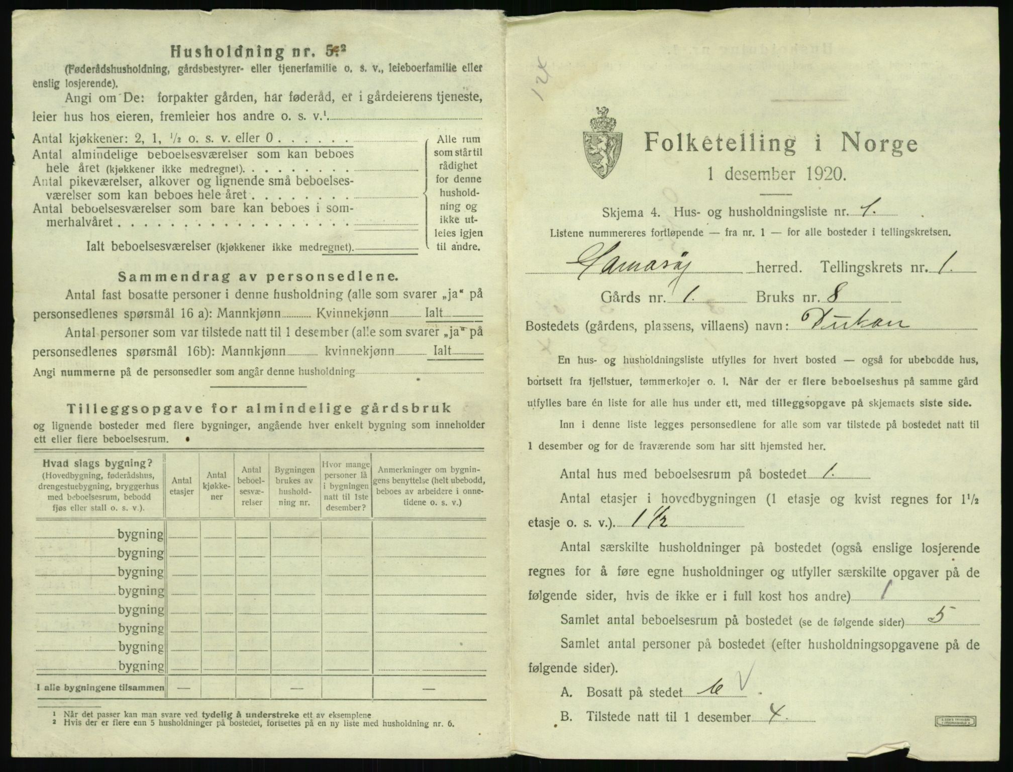 SAT, Folketelling 1920 for 1849 Hamarøy herred, 1920, s. 52