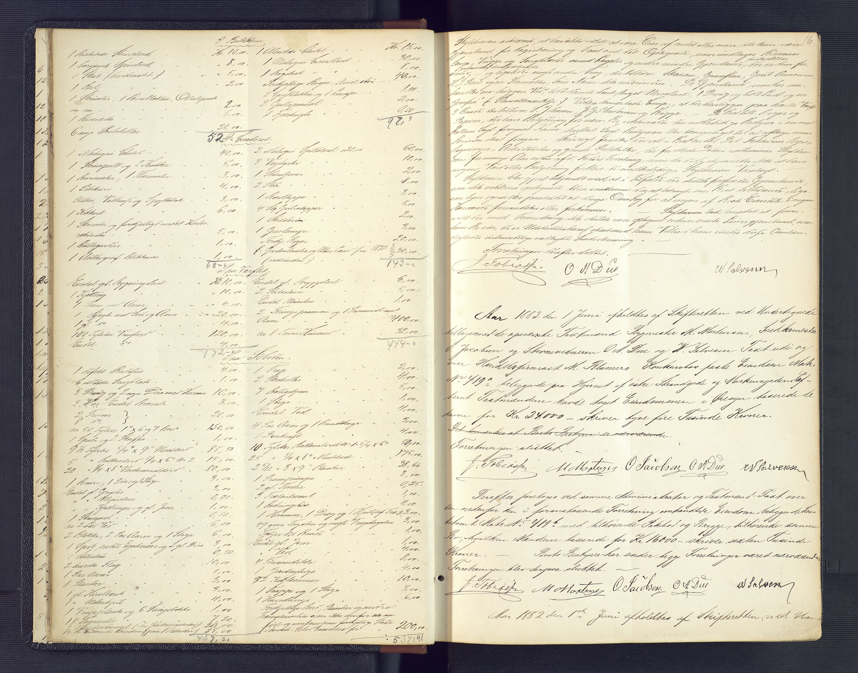 Kristiansand byrett, AV/SAK-1223-0001/H/Hc/L0032: Skifteregistreringsprotokoll nr. 4, med register, 1881-1888, s. 16