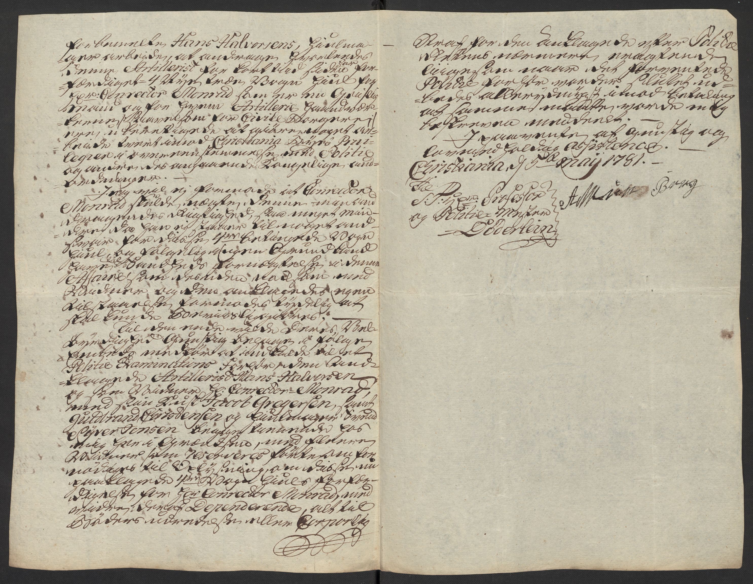 Oslo politidistrikt, AV/SAO-A-10085/D/Da/L0003: Innkomne brev, pro memoria m.v., 1781, s. 268