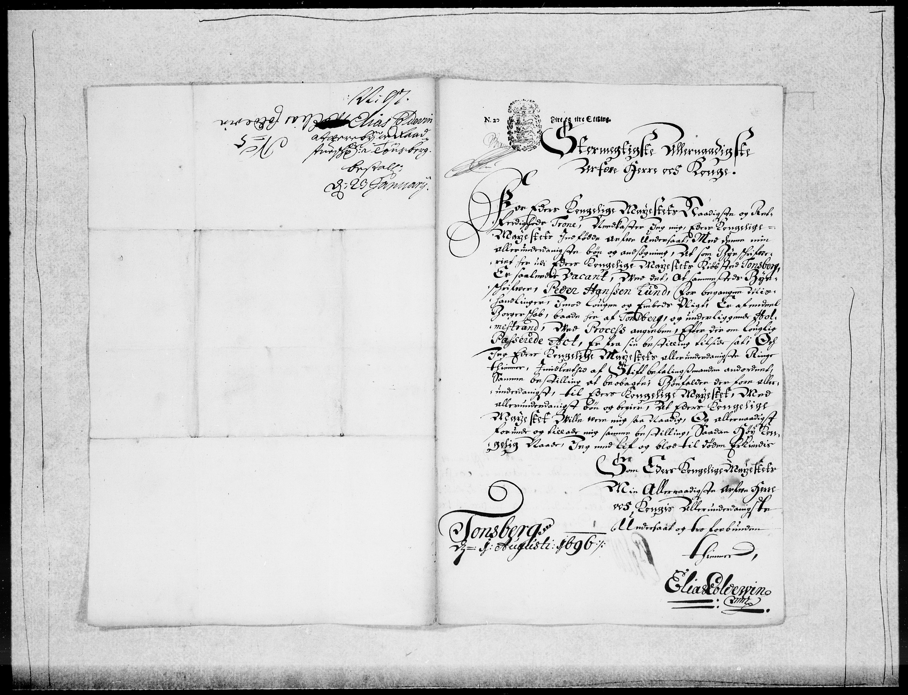 Danske Kanselli 1572-1799, AV/RA-EA-3023/F/Fc/Fcc/Fcca/L0047: Norske innlegg 1572-1799, 1695-1697, s. 289