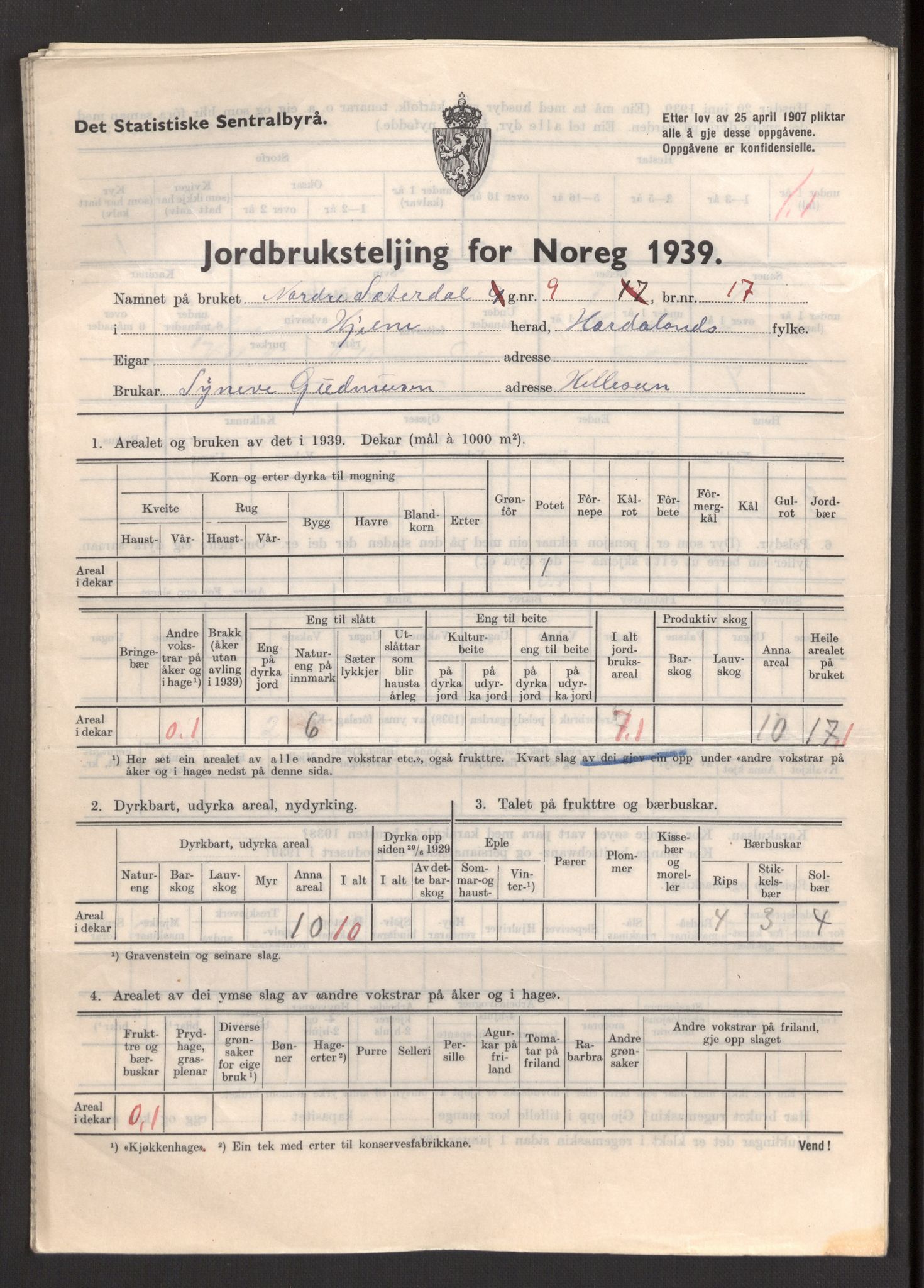 Statistisk sentralbyrå, Næringsøkonomiske emner, Jordbruk, skogbruk, jakt, fiske og fangst, AV/RA-S-2234/G/Gb/L0211: Hordaland: Herdla, Hjelme og Manger, 1939, s. 1187