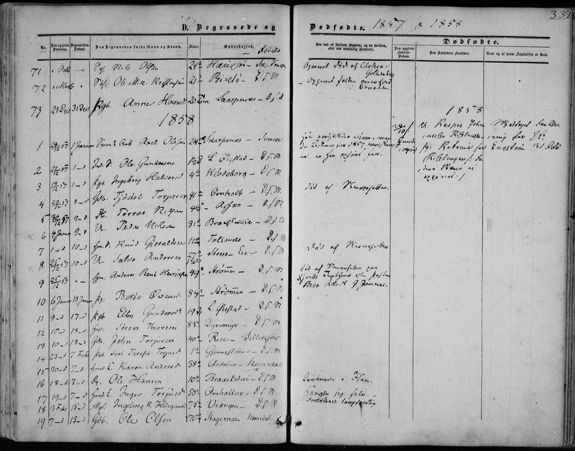 Øyestad sokneprestkontor, AV/SAK-1111-0049/F/Fa/L0015: Ministerialbok nr. A 15, 1857-1873, s. 337