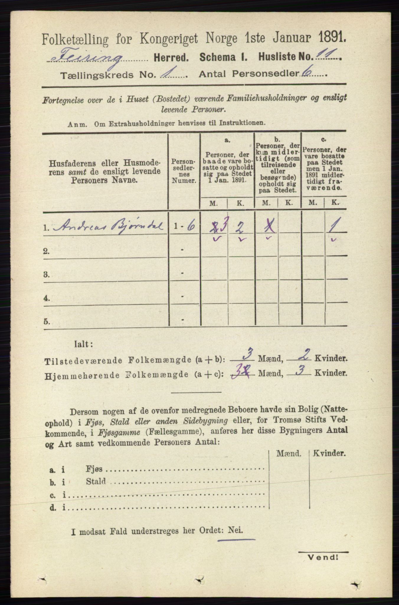 RA, Folketelling 1891 for 0240 Feiring herred, 1891, s. 21