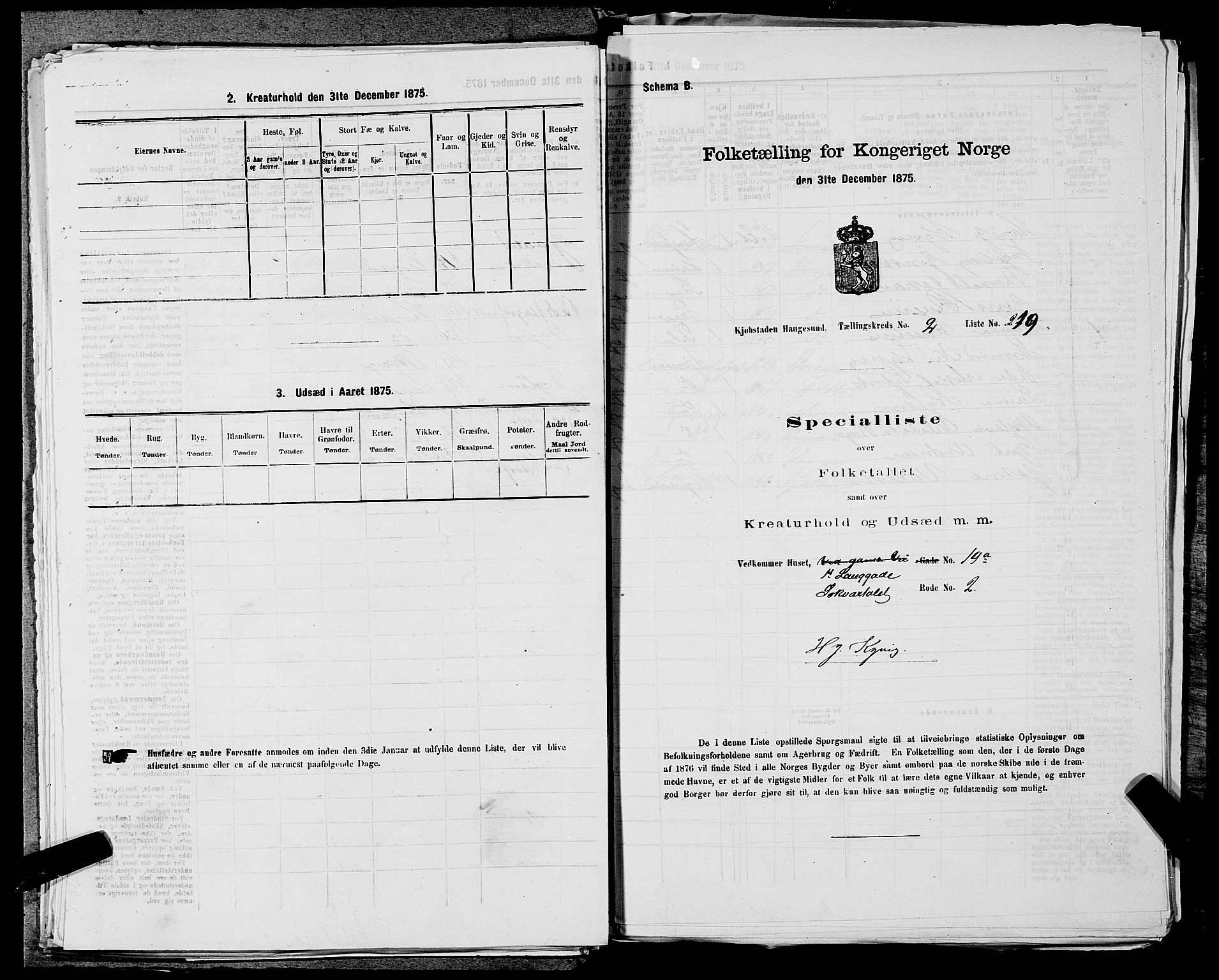 SAST, Folketelling 1875 for 1106B Torvastad prestegjeld, Haugesund kjøpstad, 1875, s. 509