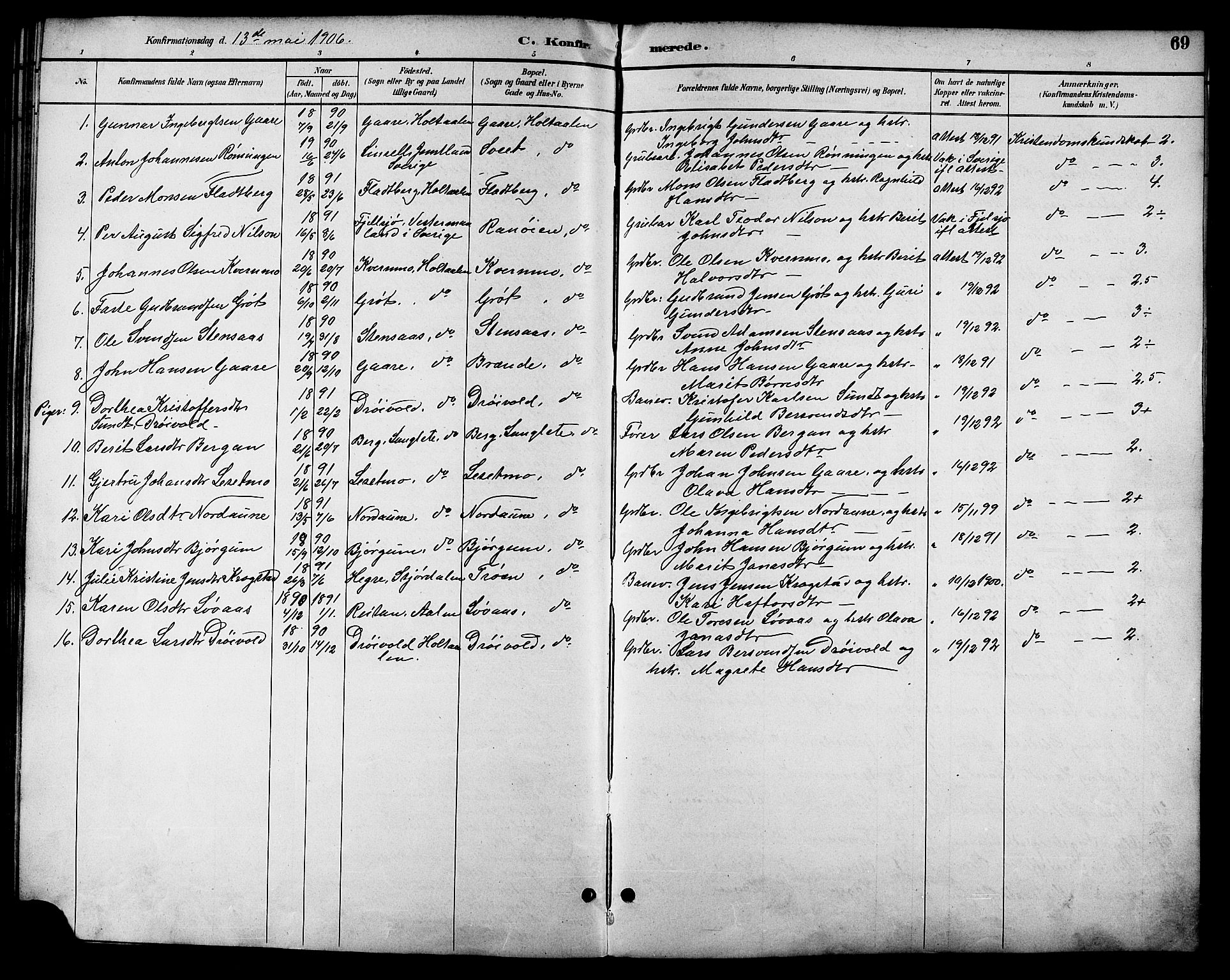 Ministerialprotokoller, klokkerbøker og fødselsregistre - Sør-Trøndelag, AV/SAT-A-1456/685/L0978: Klokkerbok nr. 685C03, 1891-1907, s. 69