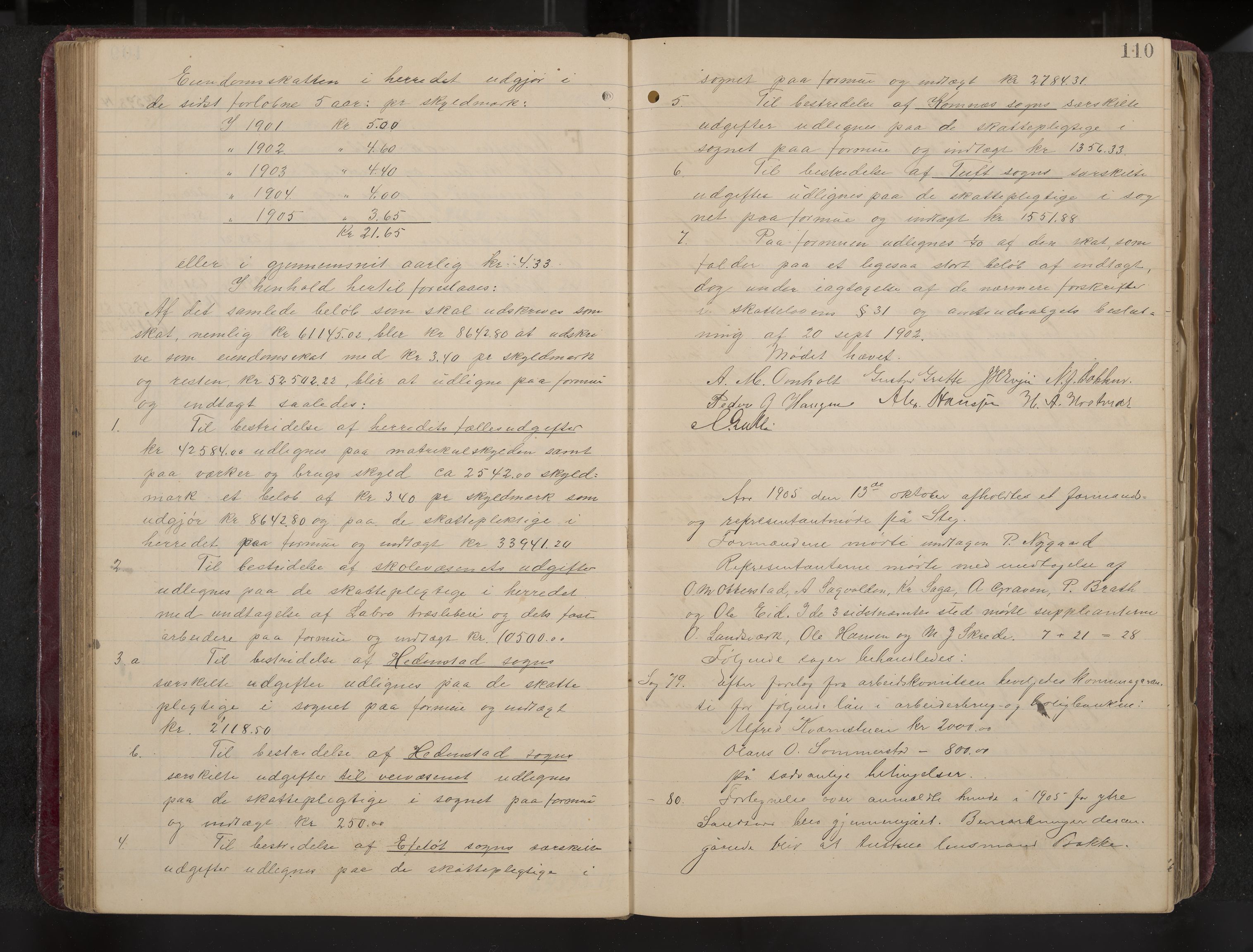 Ytre Sandsvær formannskap og sentraladministrasjon, IKAK/0629021/A/Aa/L0001: Møtebok med register, 1902-1919, s. 110