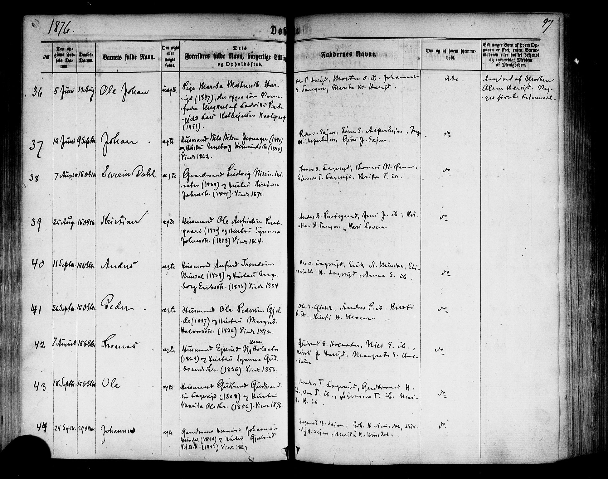 Årdal sokneprestembete, AV/SAB-A-81701: Ministerialbok nr. A 3, 1863-1886, s. 97