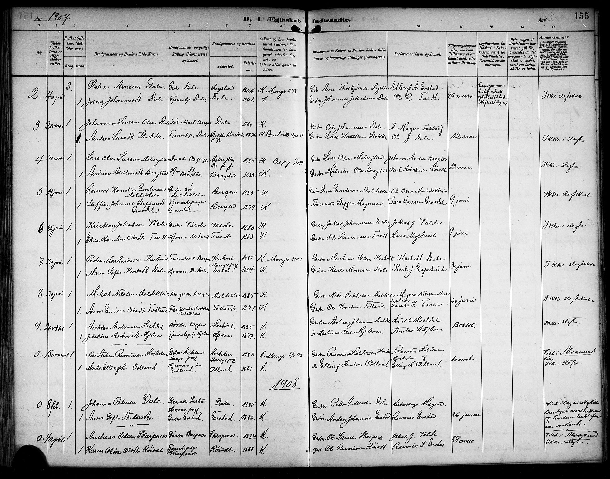 Alversund Sokneprestembete, AV/SAB-A-73901/H/Ha/Hab: Klokkerbok nr. C 4, 1894-1924, s. 155