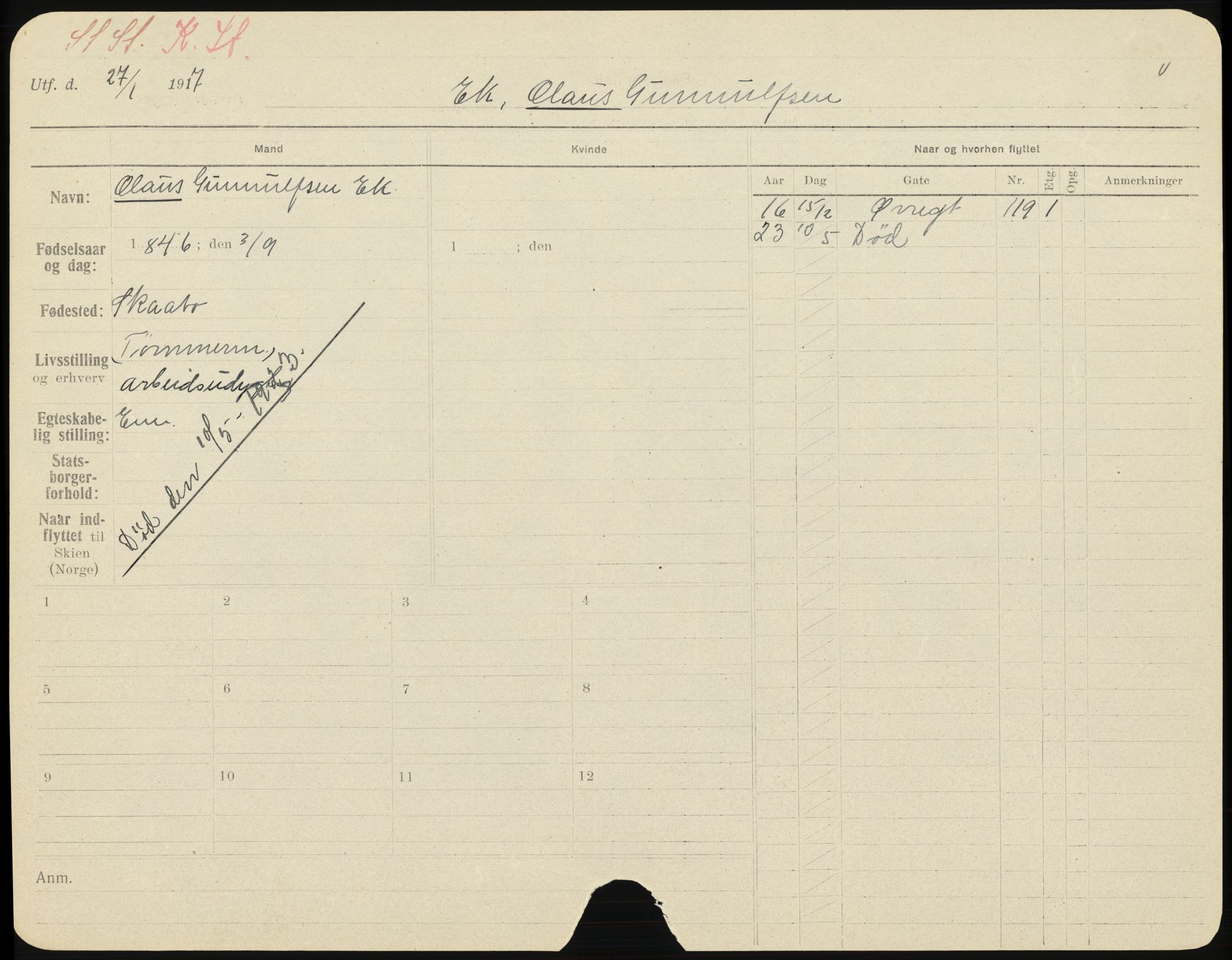 Skien folkeregister, AV/SAKO-A-425/H/Ha/L0001: Døde, 1916-1929, s. 1083