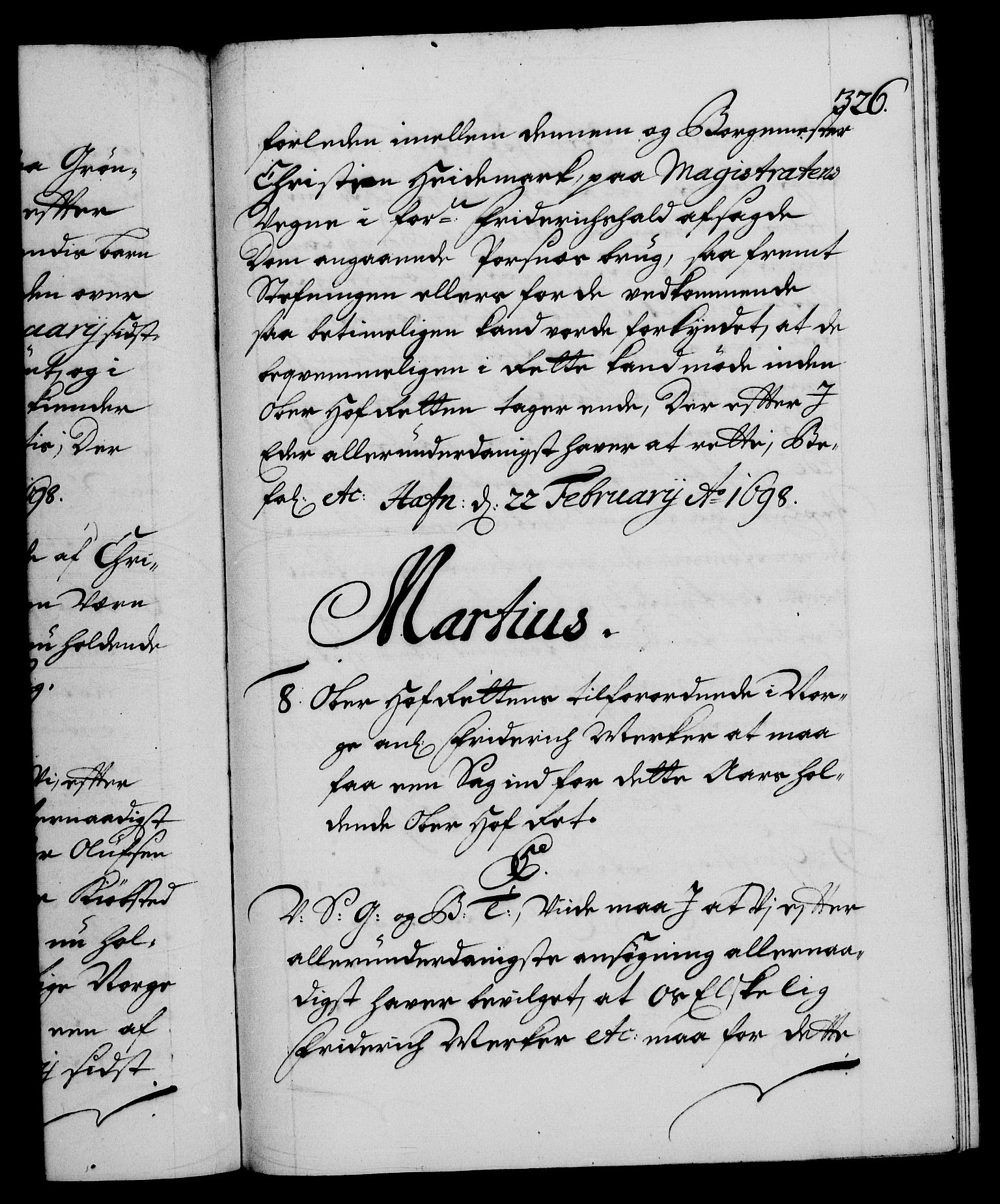 Danske Kanselli 1572-1799, AV/RA-EA-3023/F/Fc/Fca/Fcab/L0015: Norske tegnelser (mikrofilm), 1692-1699, s. 326a