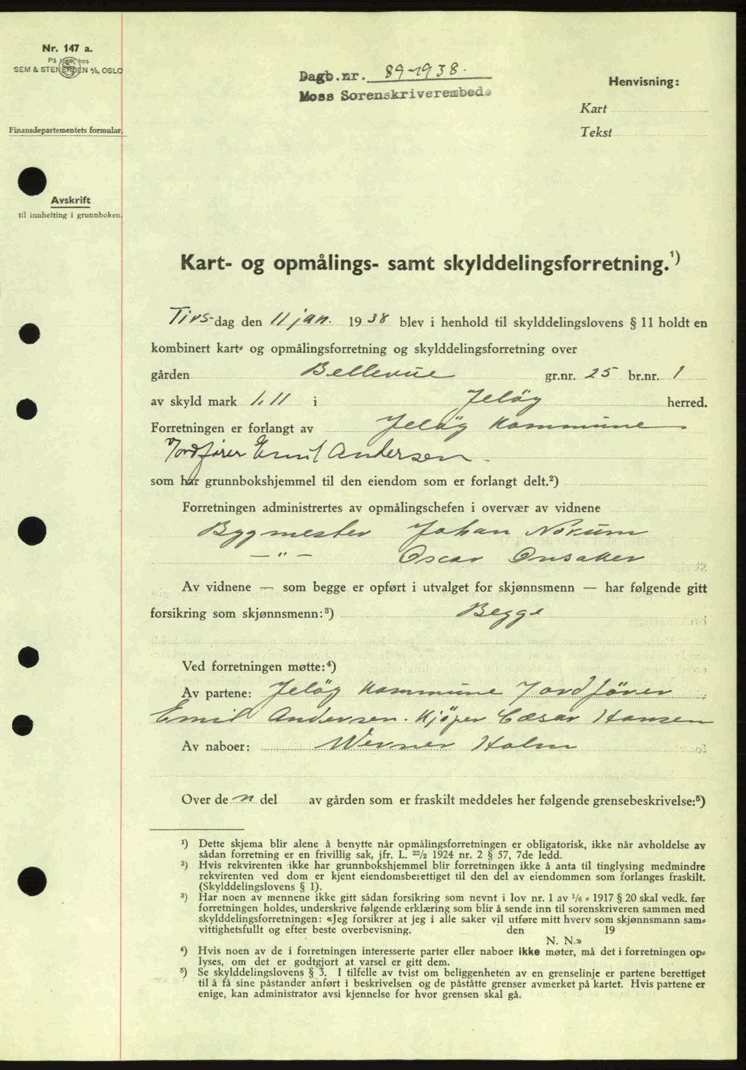 Moss sorenskriveri, SAO/A-10168: Pantebok nr. A3, 1937-1938, Dagboknr: 89/1938