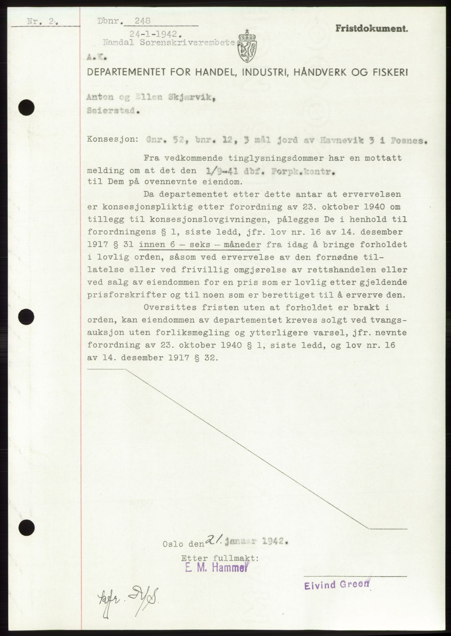 Namdal sorenskriveri, SAT/A-4133/1/2/2C: Pantebok nr. -, 1941-1942, Dagboknr: 248/1942