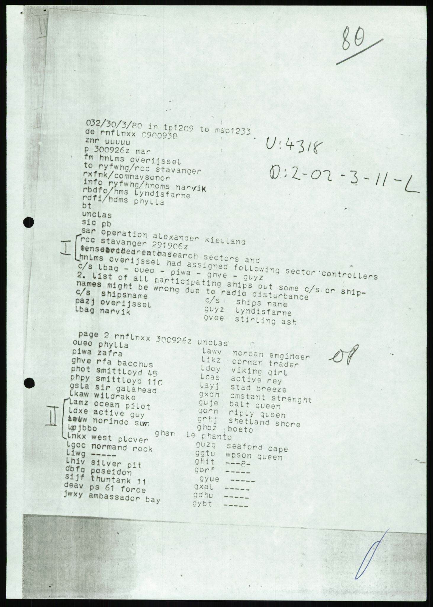 Justisdepartementet, Granskningskommisjonen ved Alexander Kielland-ulykken 27.3.1980, AV/RA-S-1165/D/L0017: P Hjelpefartøy (Doku.liste + P1-P6 av 6)/Q Hovedredningssentralen (Q0-Q27 av 27), 1980-1981, s. 229