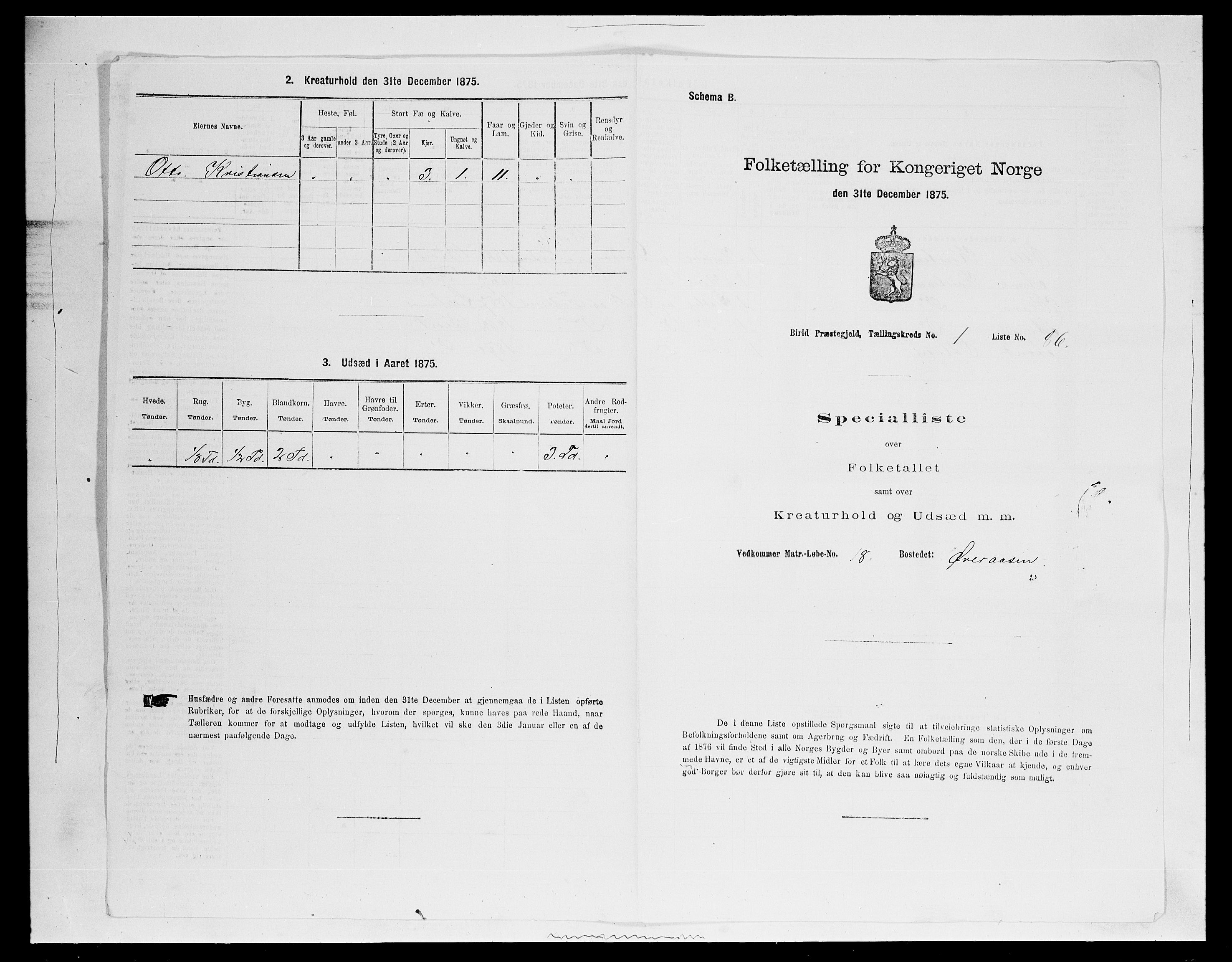 SAH, Folketelling 1875 for 0525P Biri prestegjeld, 1875, s. 286