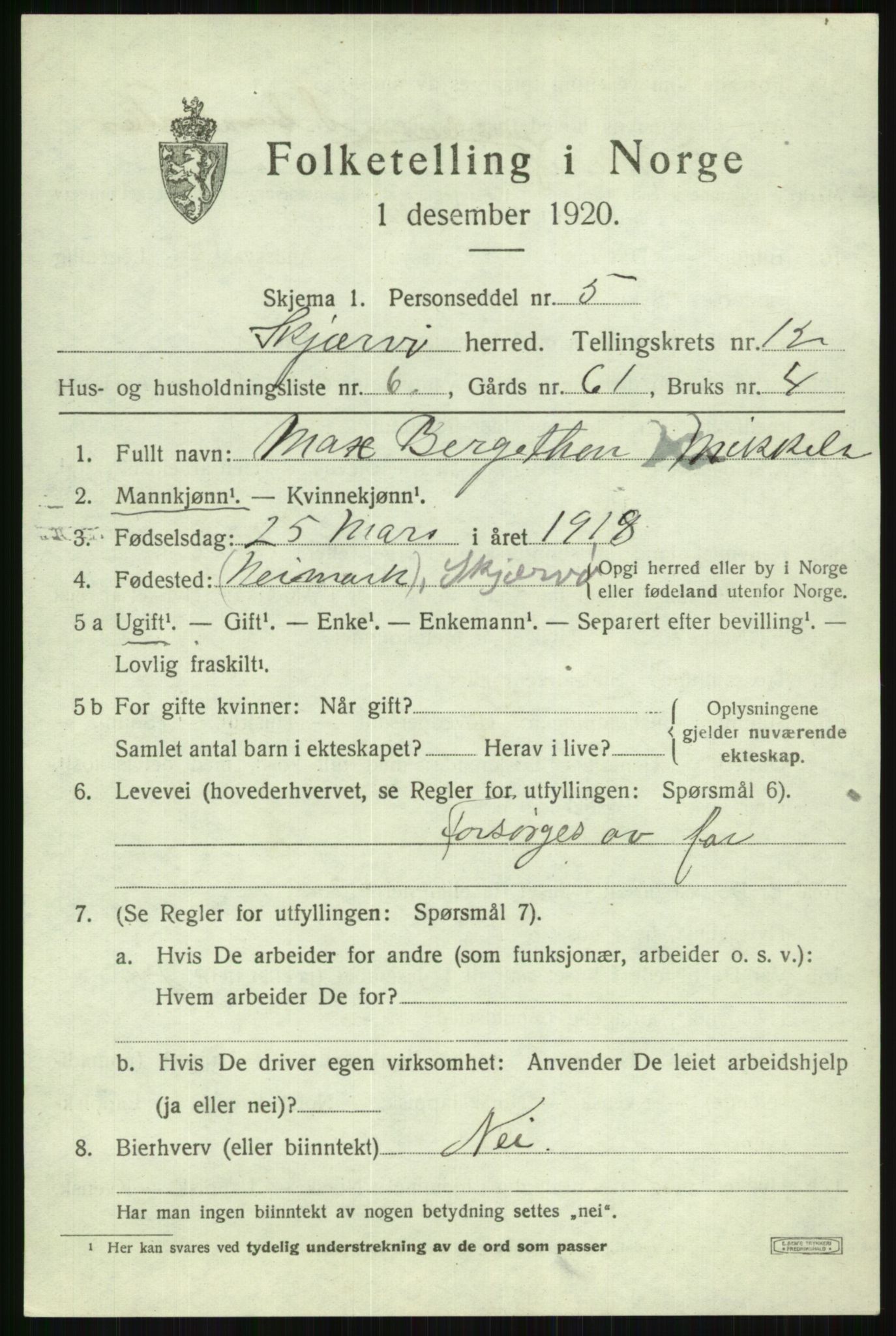 SATØ, Folketelling 1920 for 1941 Skjervøy herred, 1920, s. 6073