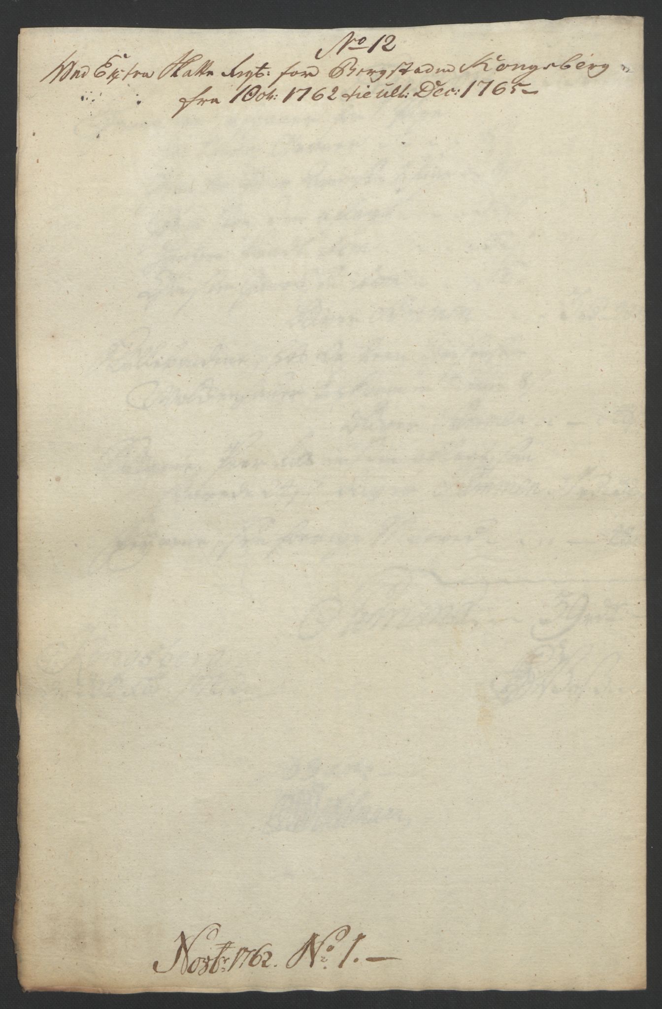 Rentekammeret inntil 1814, Reviderte regnskaper, Bergverksregnskaper, AV/RA-EA-3222/R/Rc/Rca/L0843: Ekstraskatt, 1762-1765, s. 177
