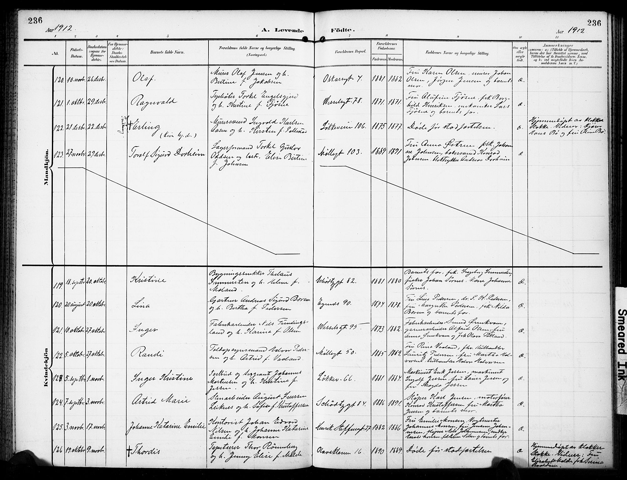 Domkirken sokneprestkontor, AV/SAST-A-101812/001/30/30BB/L0018: Klokkerbok nr. B 18, 1903-1915, s. 236