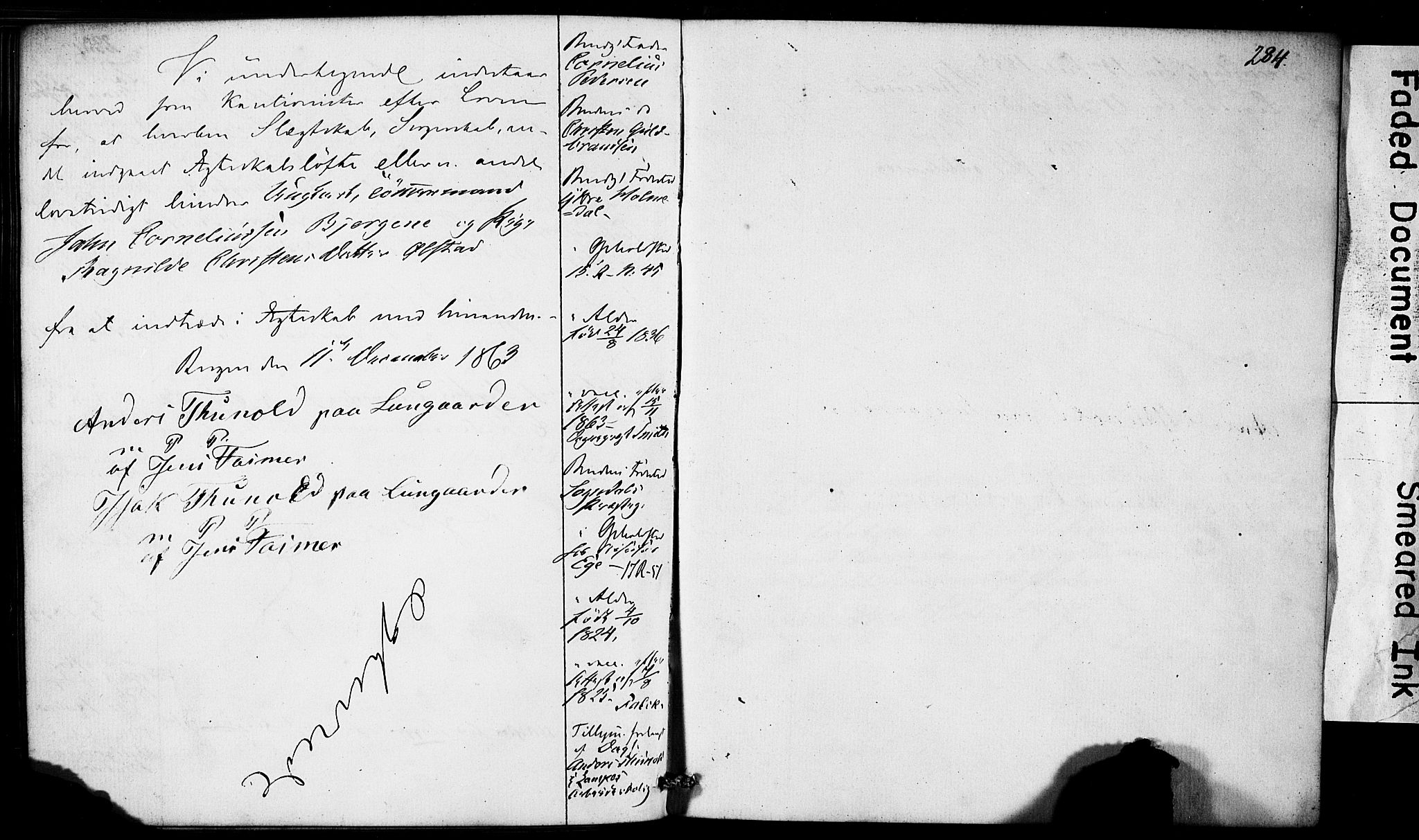 Domkirken sokneprestembete, SAB/A-74801: Forlovererklæringer nr. II.5.5, 1857-1863, s. 284