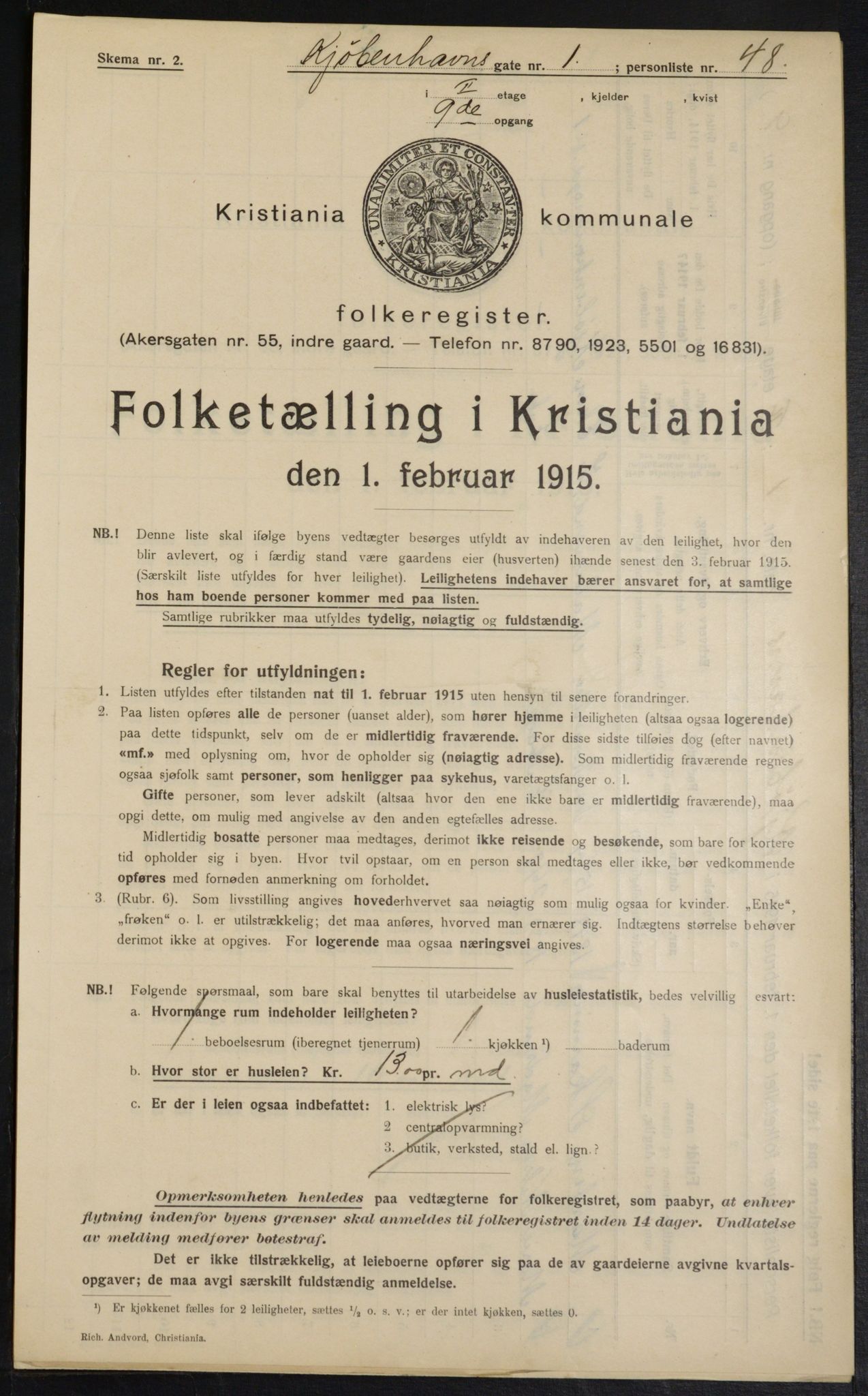 OBA, Kommunal folketelling 1.2.1915 for Kristiania, 1915, s. 54498