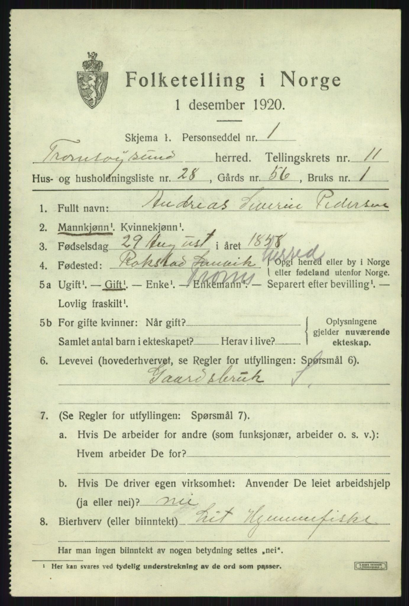 SATØ, Folketelling 1920 for 1934 Tromsøysund herred, 1920, s. 7552