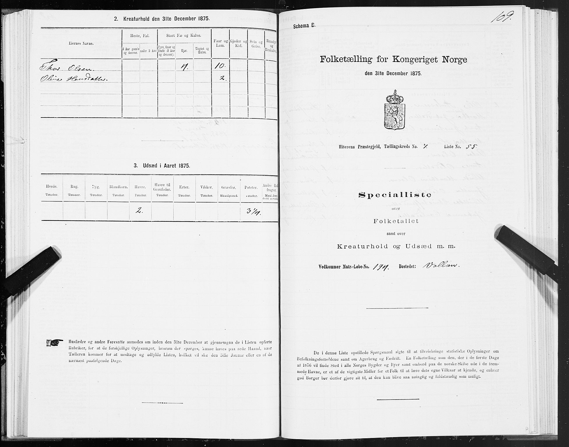 SAT, Folketelling 1875 for 1617P Hitra prestegjeld, 1875, s. 4109