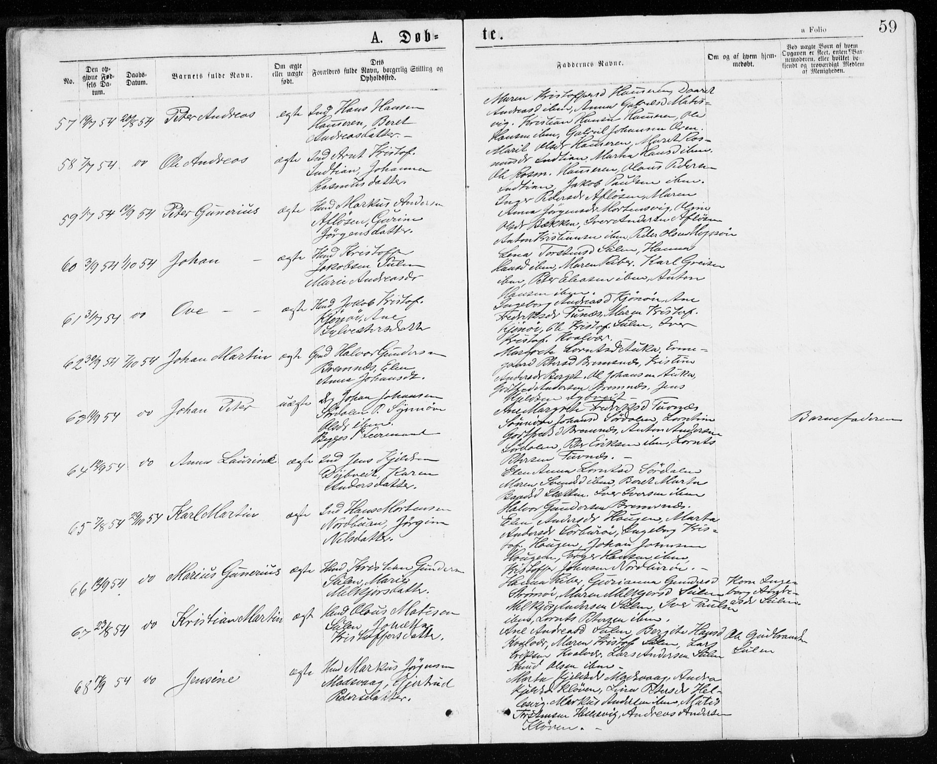 Ministerialprotokoller, klokkerbøker og fødselsregistre - Sør-Trøndelag, SAT/A-1456/640/L0576: Ministerialbok nr. 640A01, 1846-1876, s. 59