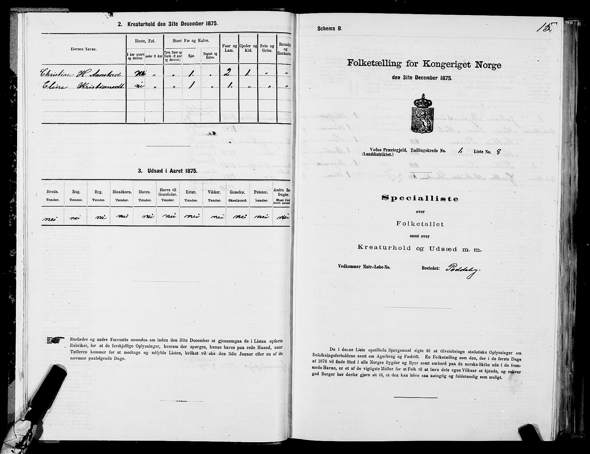 SATØ, Folketelling 1875 for 2029L Vadsø prestegjeld, Vadsø landsokn, 1875, s. 1015