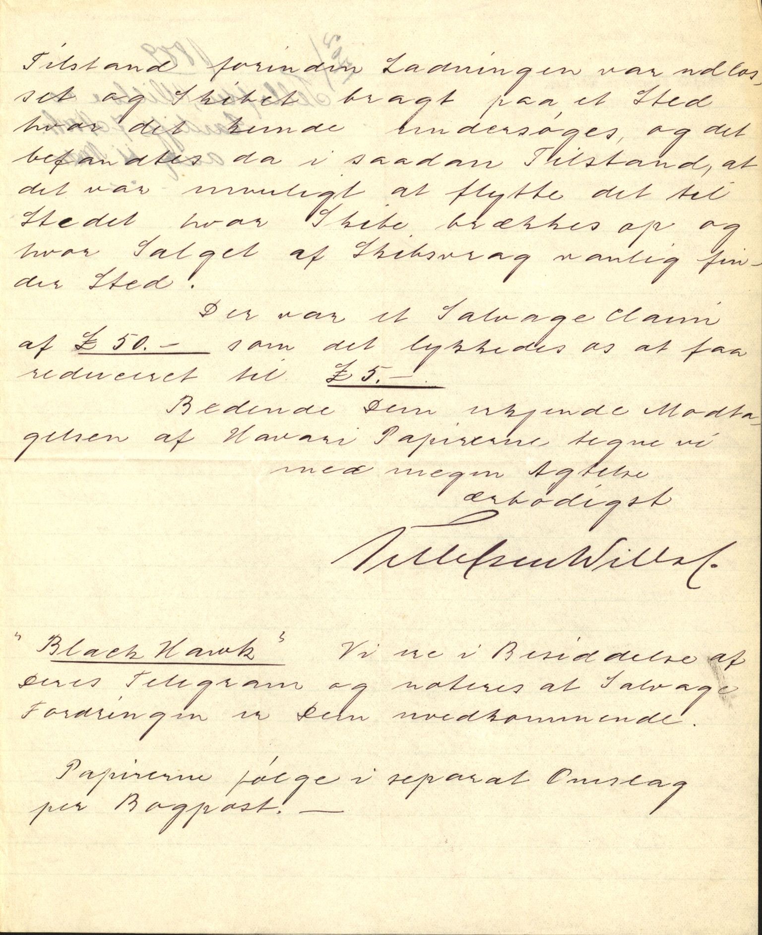 Pa 63 - Østlandske skibsassuranceforening, VEMU/A-1079/G/Ga/L0023/0011: Havaridokumenter / Joanchas, Lympha, Glengarin, Korsvei, Heldine, Sirius, 1889, s. 40