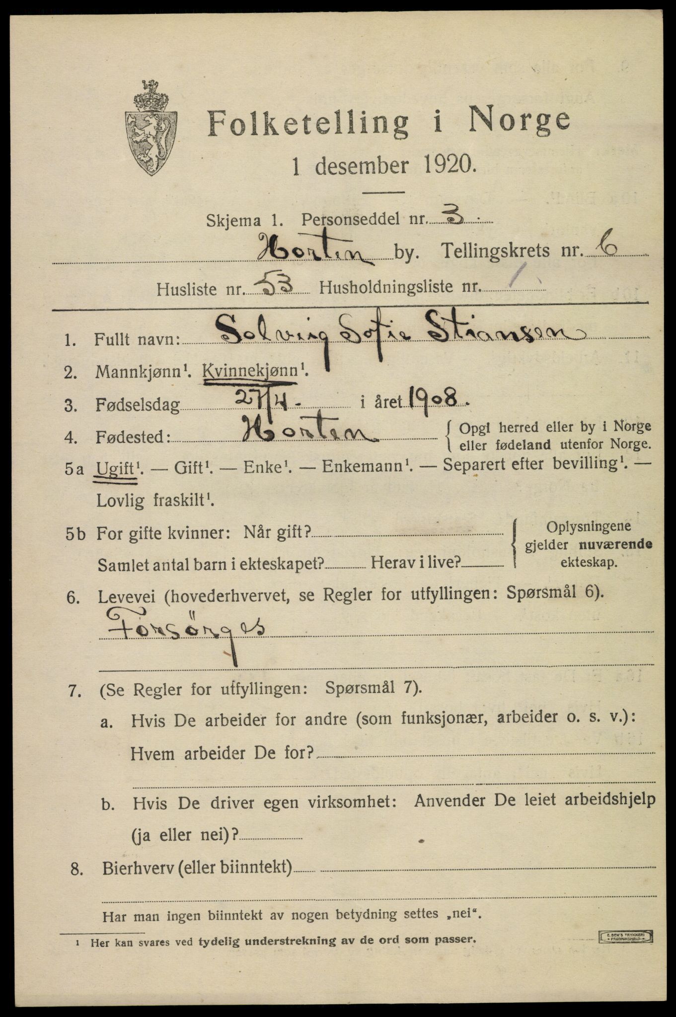 SAKO, Folketelling 1920 for 0703 Horten kjøpstad, 1920, s. 23239