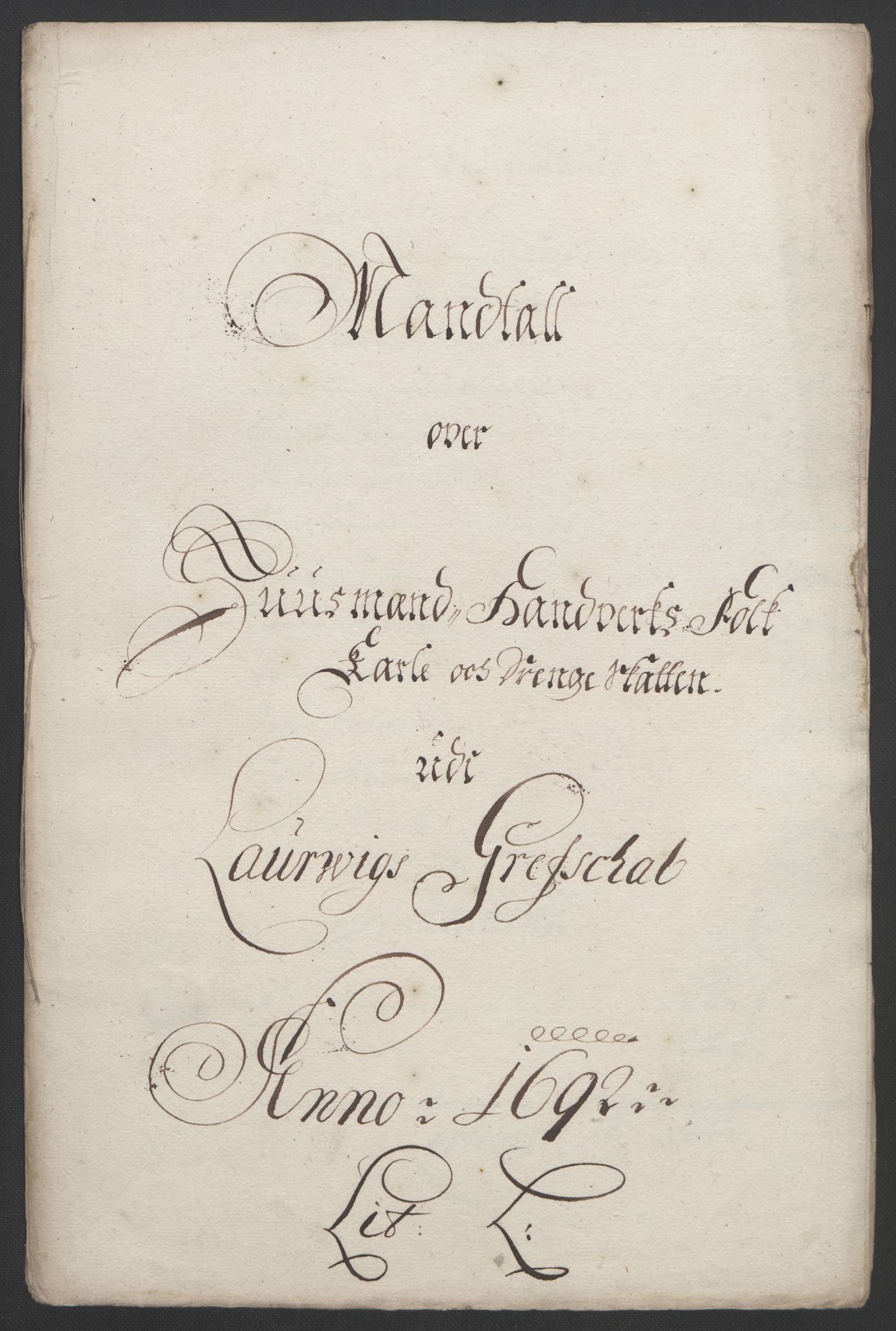 Rentekammeret inntil 1814, Reviderte regnskaper, Fogderegnskap, RA/EA-4092/R33/L1973: Fogderegnskap Larvik grevskap, 1692, s. 139