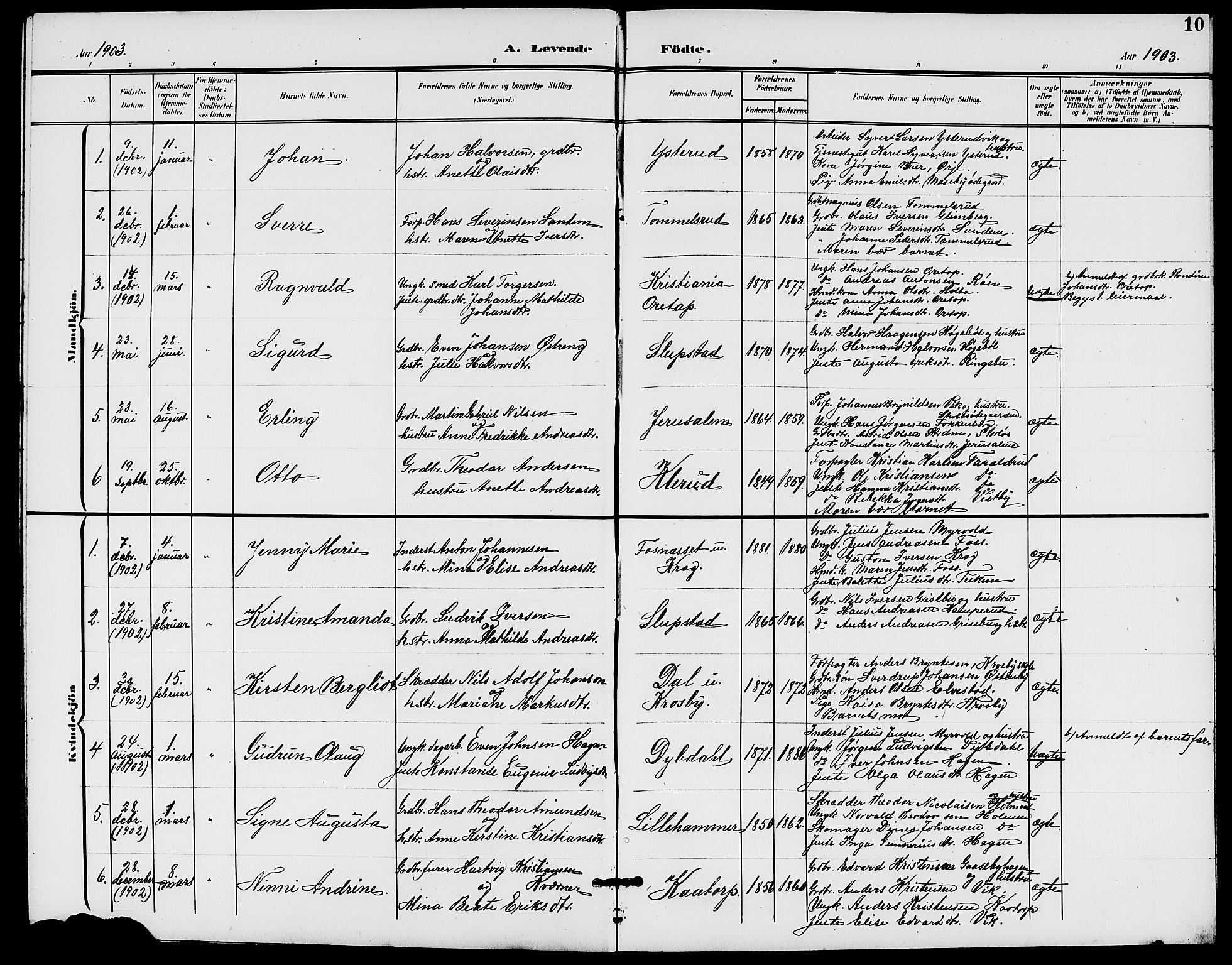 Rødenes prestekontor Kirkebøker, AV/SAO-A-2005/G/Ga/L0002: Klokkerbok nr. I 2, 1901-1910, s. 10