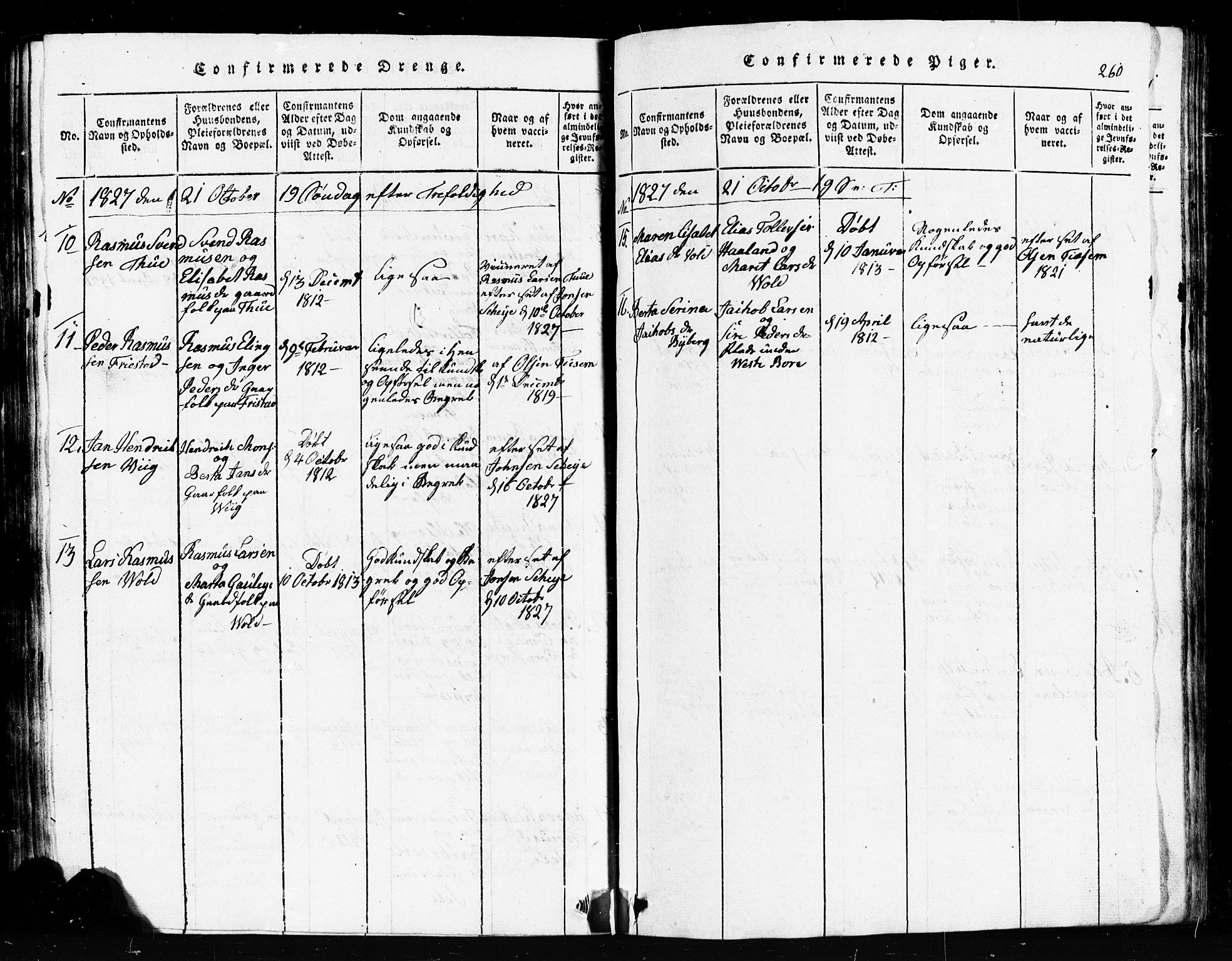 Klepp sokneprestkontor, AV/SAST-A-101803/001/3/30BB/L0001: Klokkerbok nr.  B 1, 1816-1859, s. 260