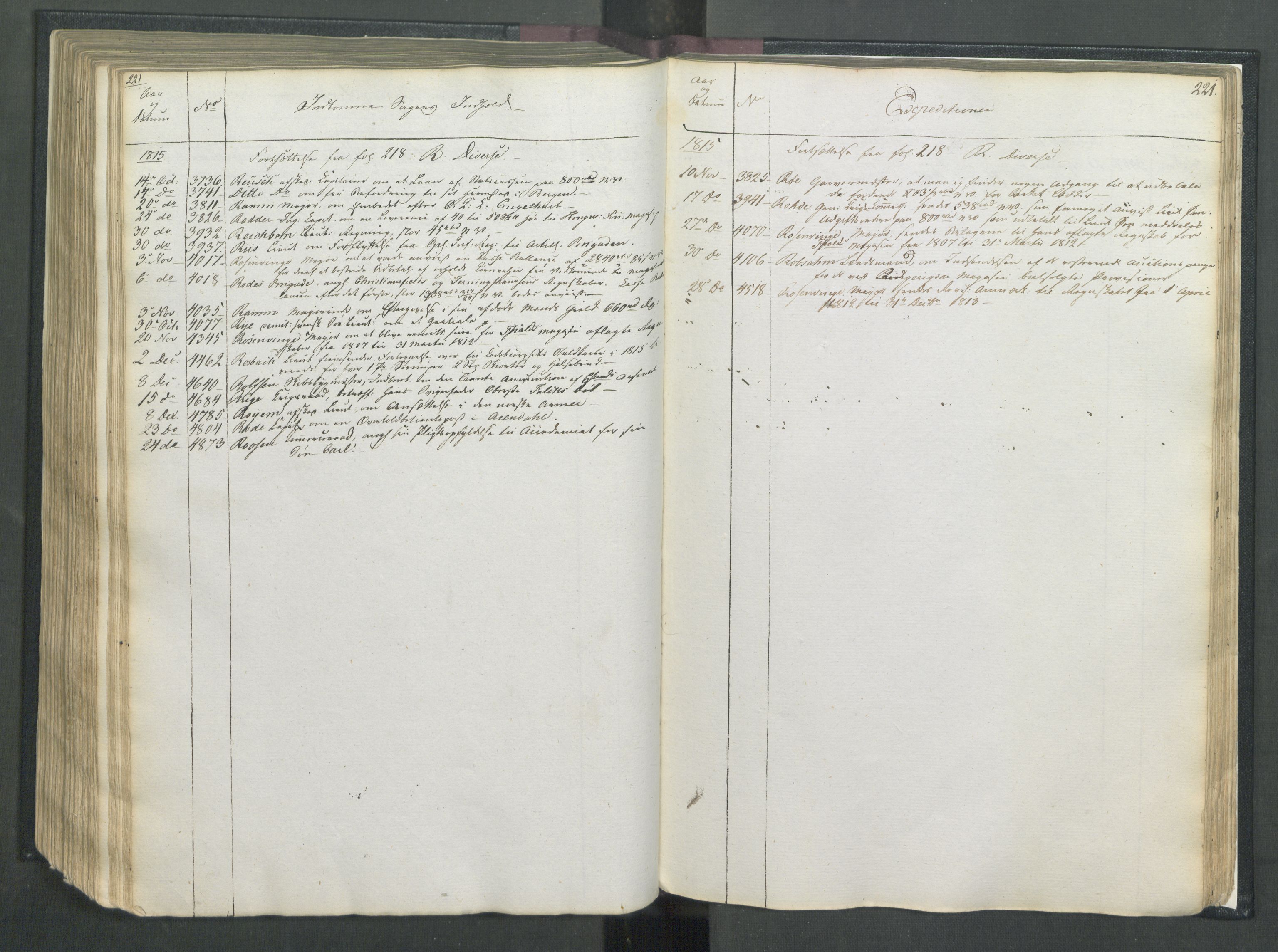 Armédepartementet, AV/RA-RAFA-3493/C/Ca/L0007: 6. Departements Register, 1815, s. 221