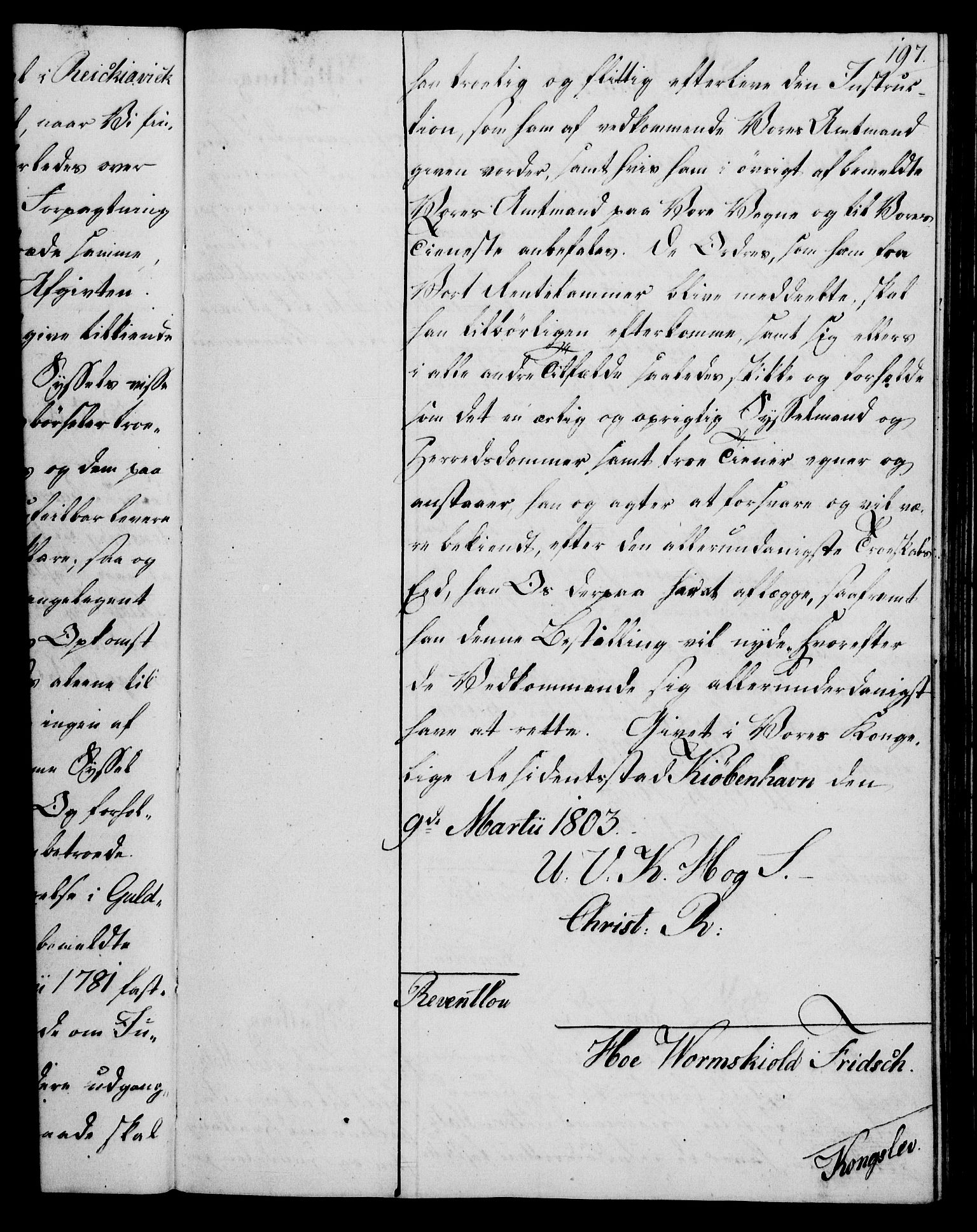 Rentekammeret, Kammerkanselliet, RA/EA-3111/G/Gg/Gge/L0006: Norsk bestallingsprotokoll med register (merket RK 53.30), 1773-1814, s. 197