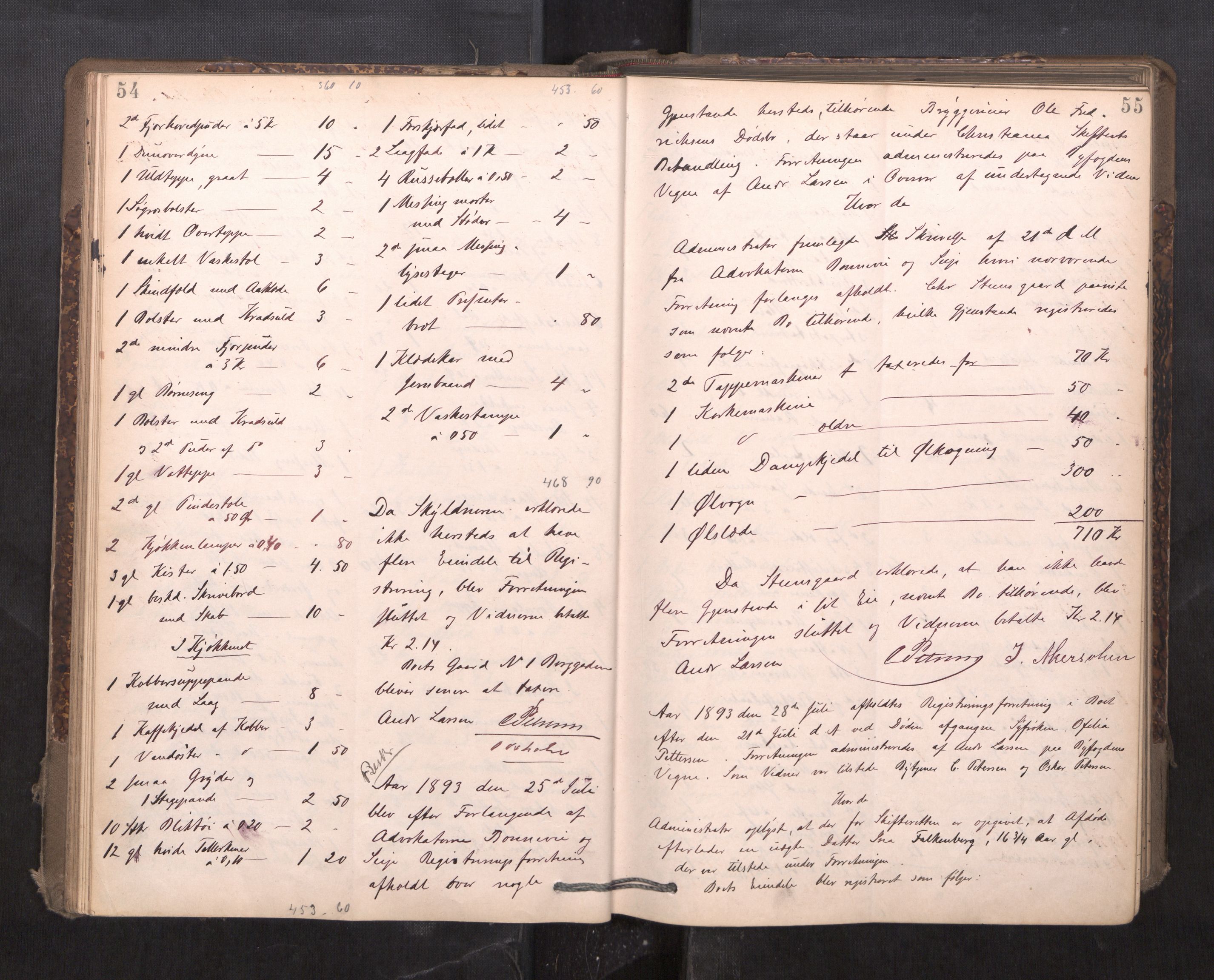 Trondheim byfogd, AV/SAT-A-0003/1/3/3C/L0015: Skifteregistreringsprotokoll - 24/2-21/3 (u/ register), 1893-1899, s. 54-55