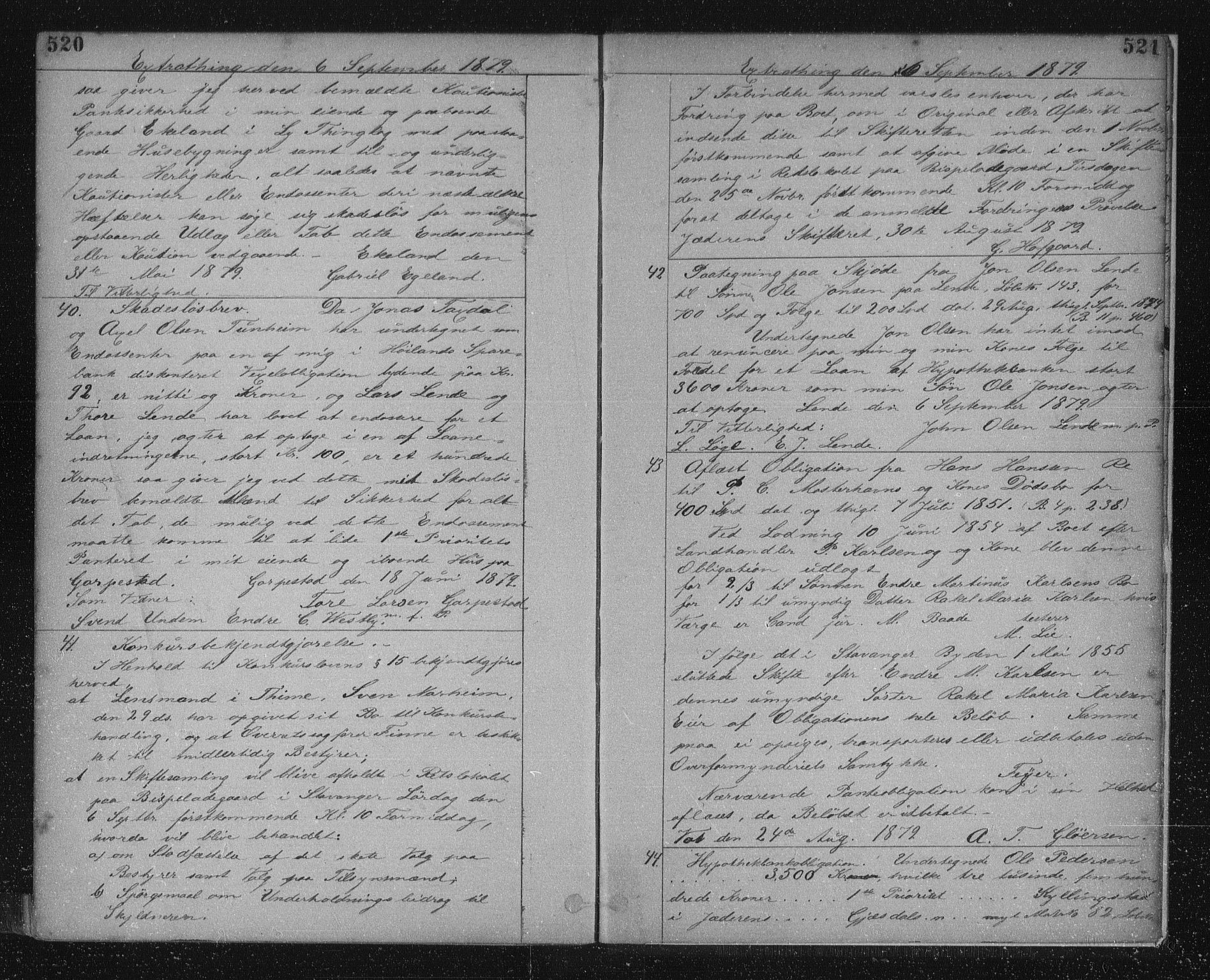Jæren sorenskriveri, SAST/A-100310/01/4/41/41BF/L0005: Pantebok nr. 13a, 1878-1879, s. 520-521