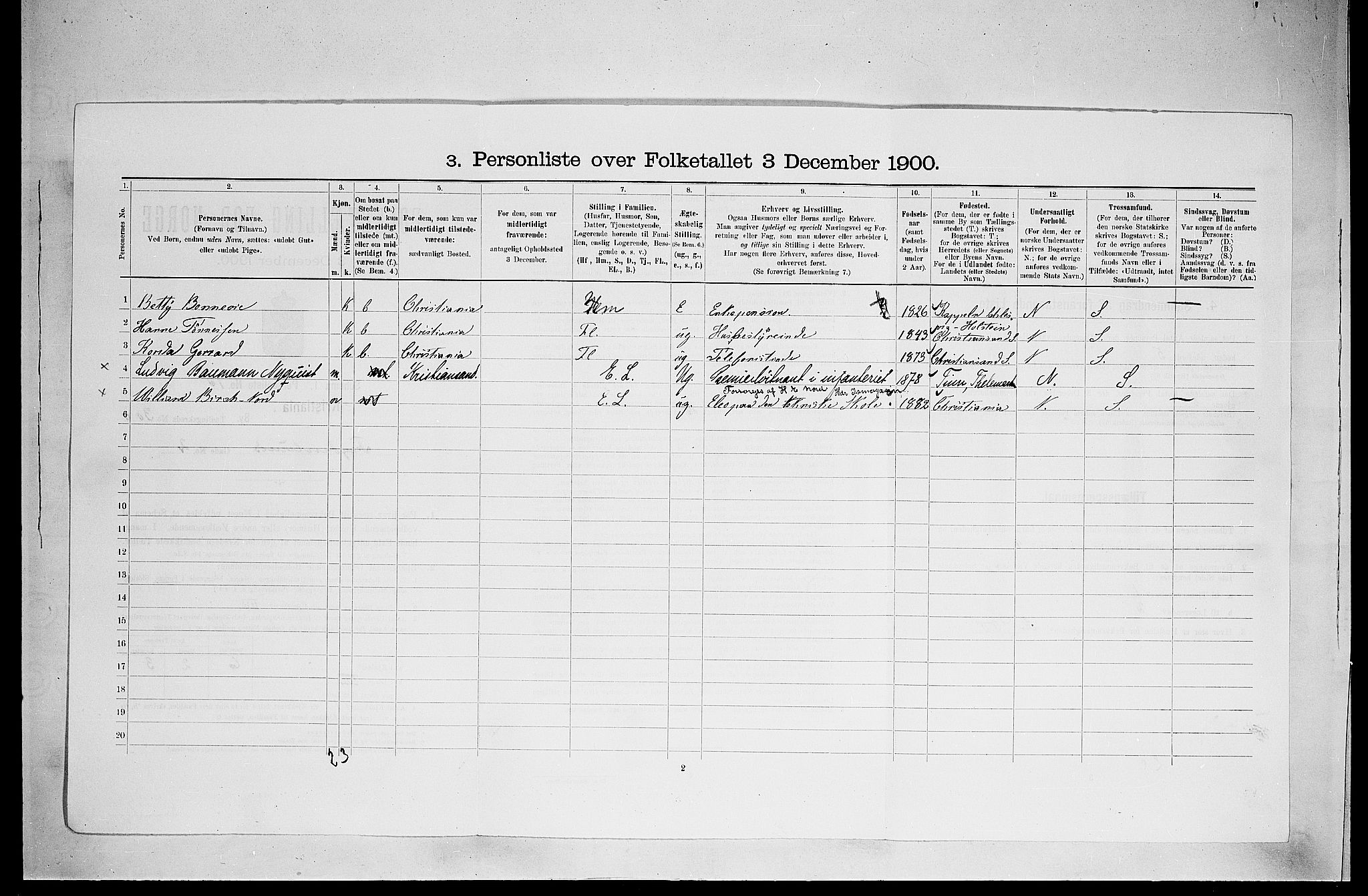 SAO, Folketelling 1900 for 0301 Kristiania kjøpstad, 1900, s. 26322