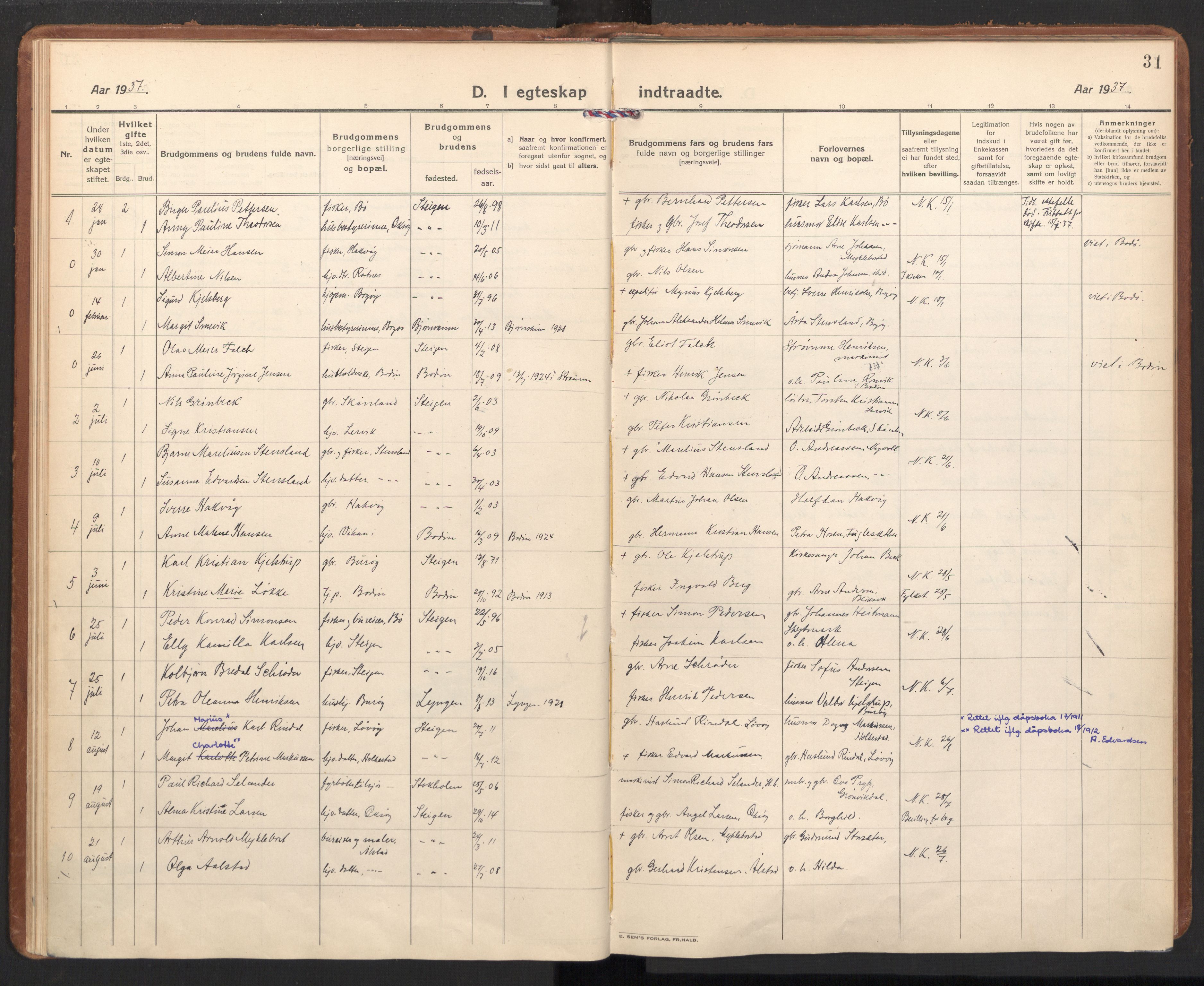 Ministerialprotokoller, klokkerbøker og fødselsregistre - Nordland, AV/SAT-A-1459/855/L0809: Ministerialbok nr. 855A18, 1921-1939, s. 31