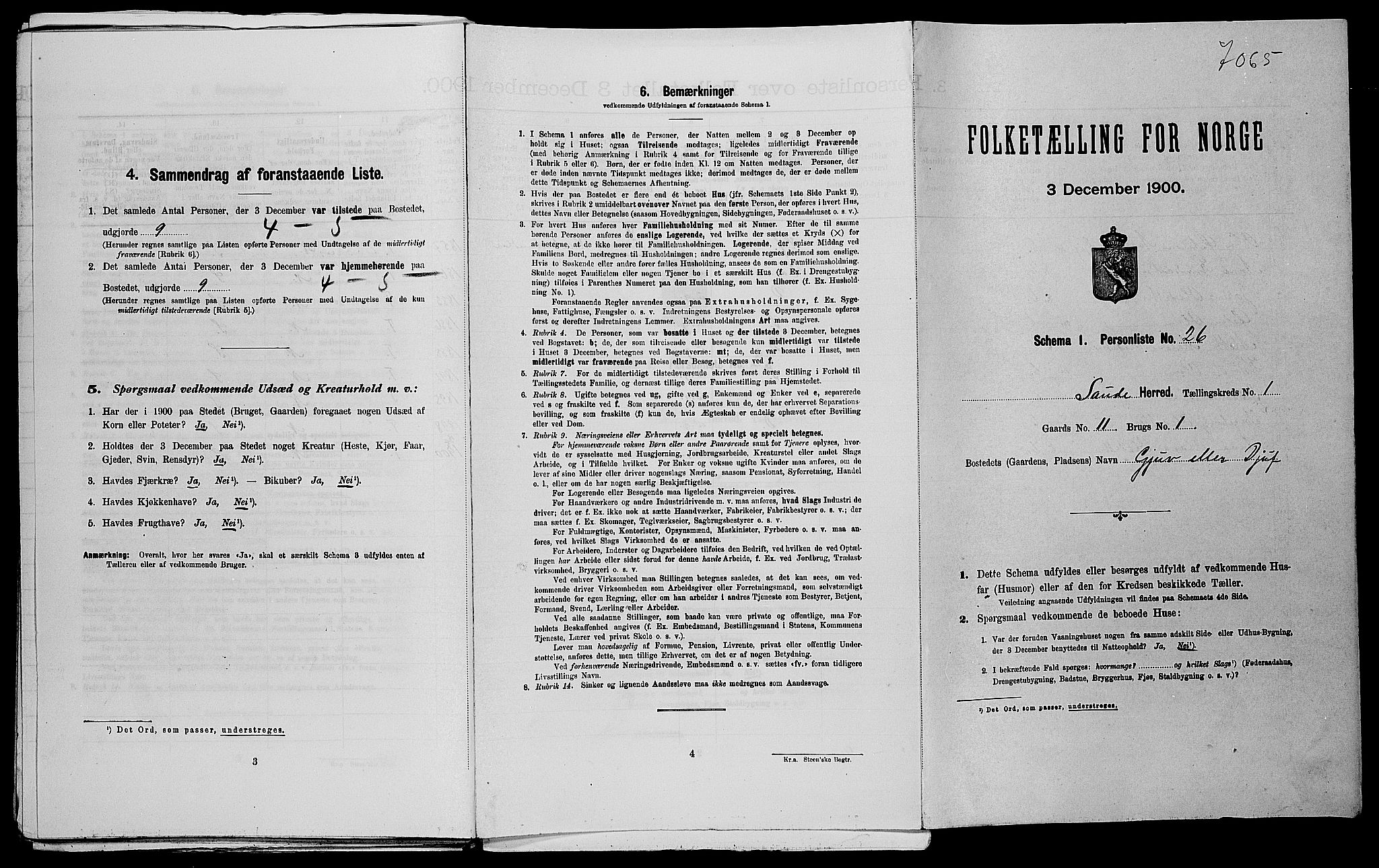 SAST, Folketelling 1900 for 1135 Sauda herred, 1900, s. 115