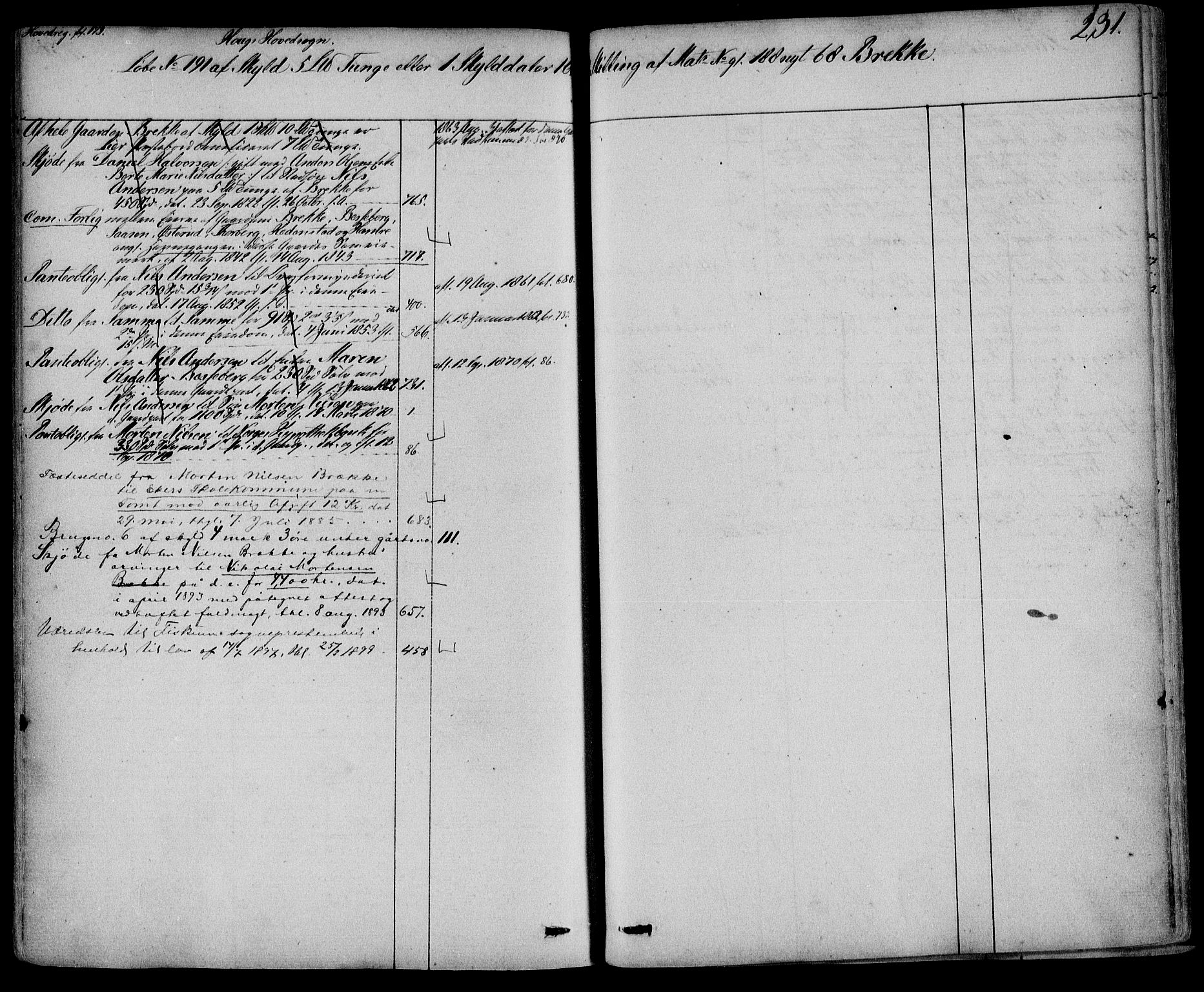 Eiker, Modum og Sigdal sorenskriveri, AV/SAKO-A-123/G/Gb/Gbc/L0003: Panteregister nr. III 3, s. 231