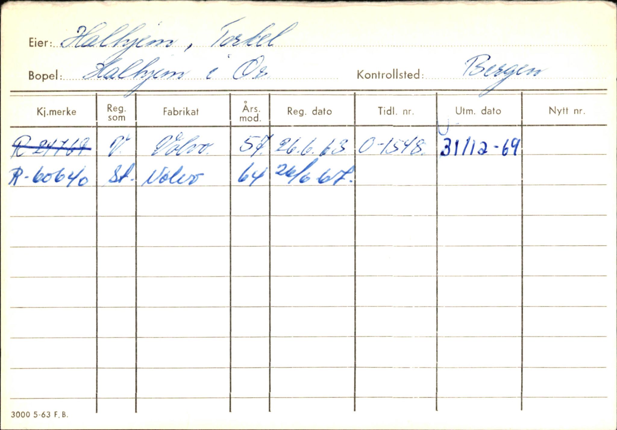 Statens vegvesen, Hordaland vegkontor, AV/SAB-A-5201/2/Ha/L0018: R-eierkort H, 1920-1971, s. 84