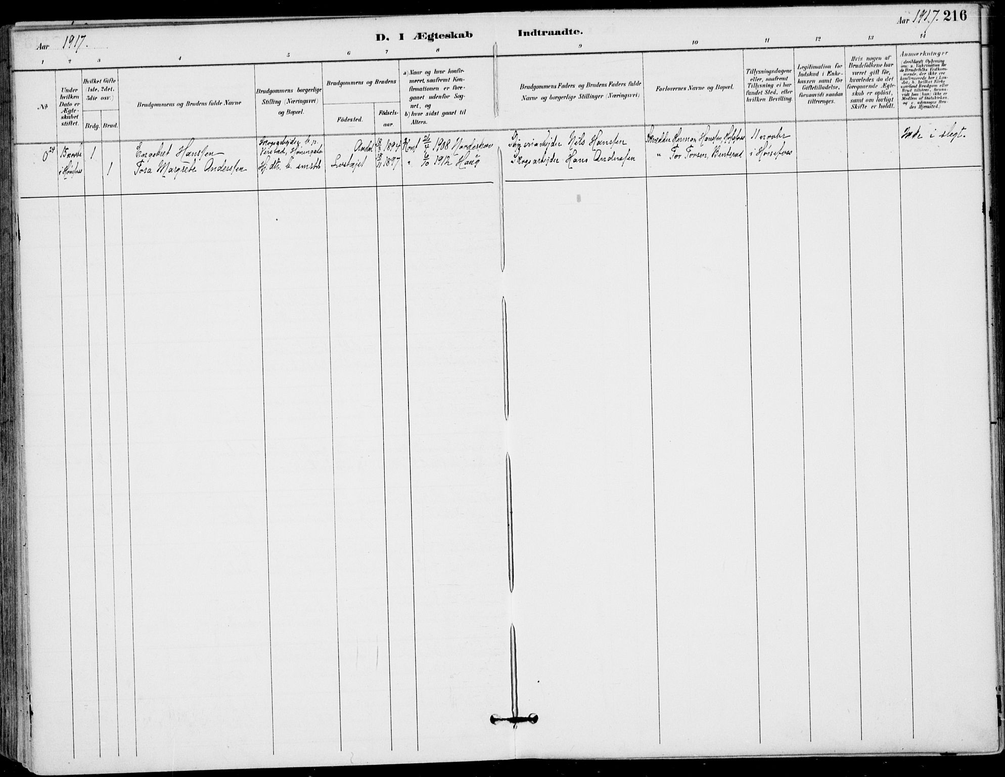 Haug kirkebøker, AV/SAKO-A-604/F/Fa/L0001: Ministerialbok nr. 1, 1885-1917, s. 216